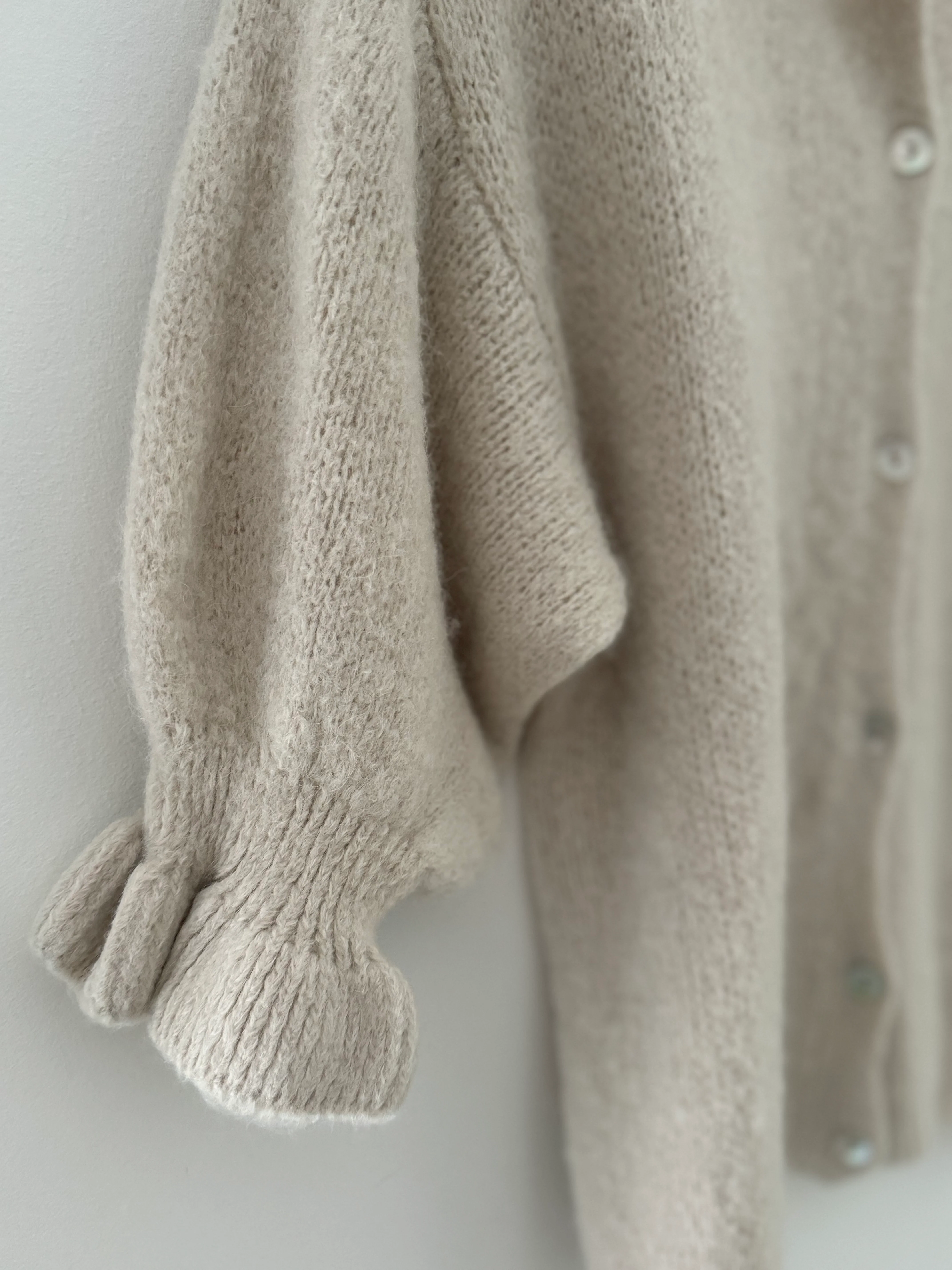 Alpaca Cardi with Frill Cuffs in Ecru - Image 10