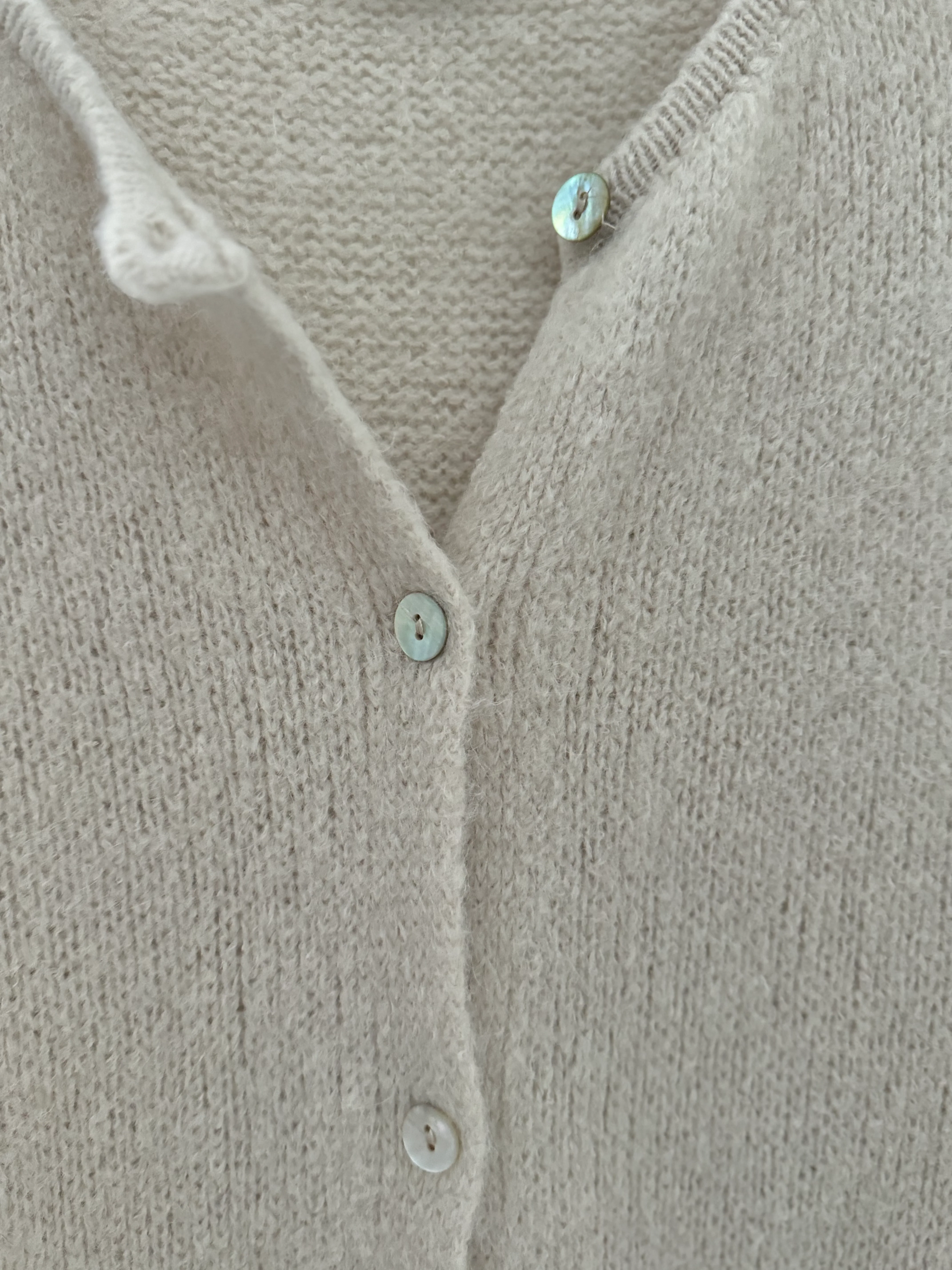 Alpaca Cardi with Frill Cuffs in Ecru - Image 11
