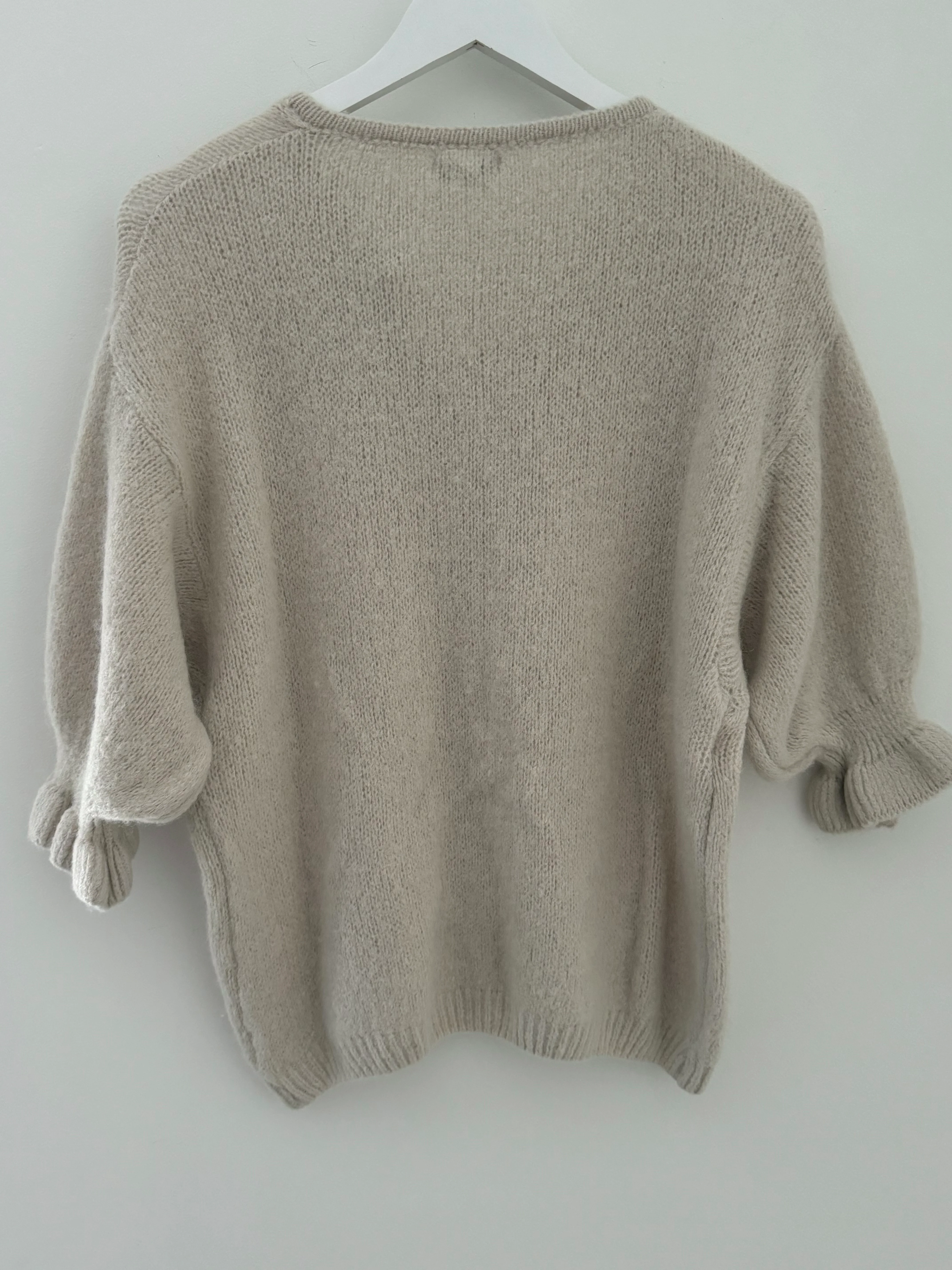 Alpaca Cardi with Frill Cuffs in Ecru - Image 12