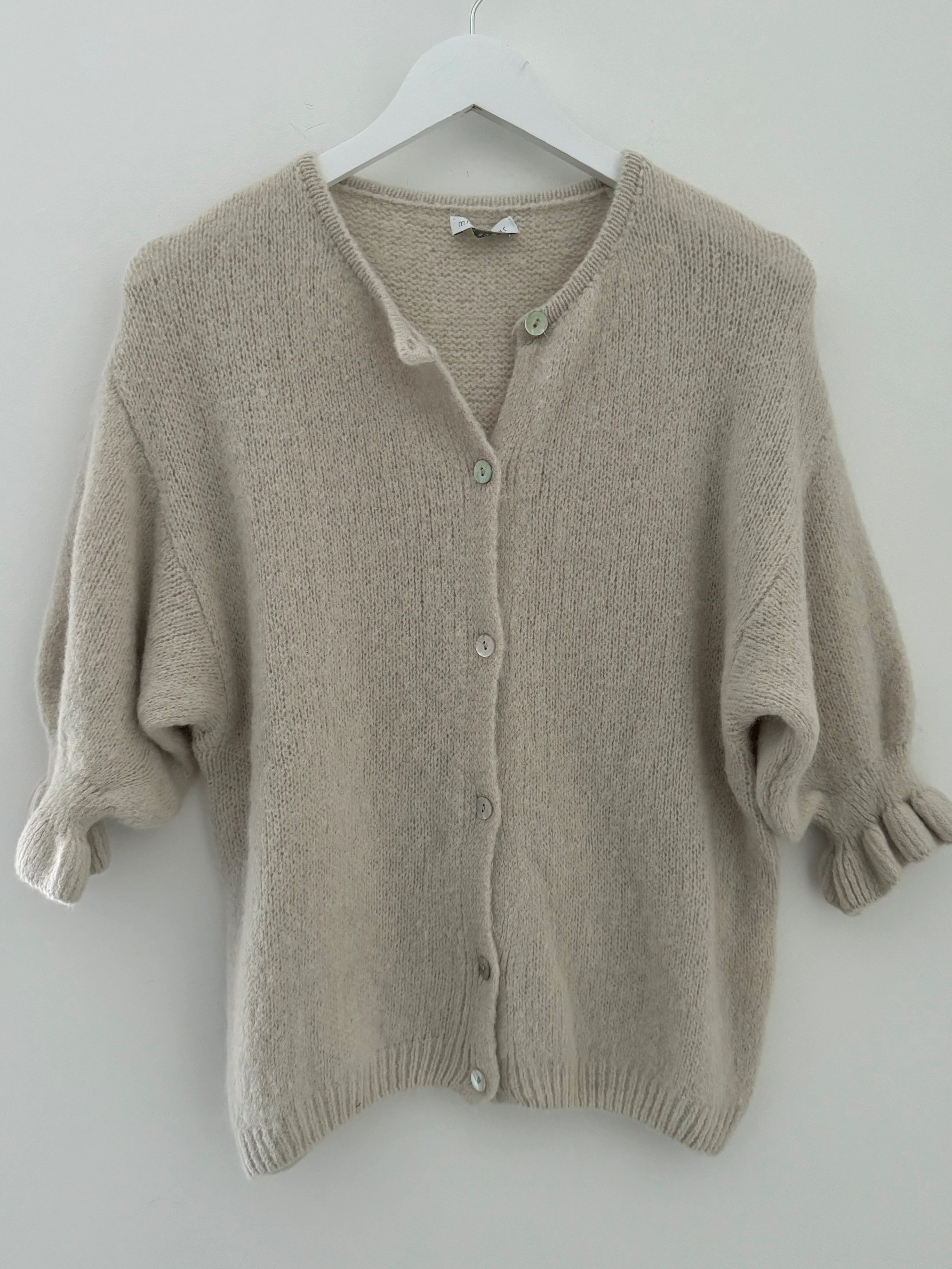 Alpaca Cardi with Frill Cuffs in Ecru - Image 9