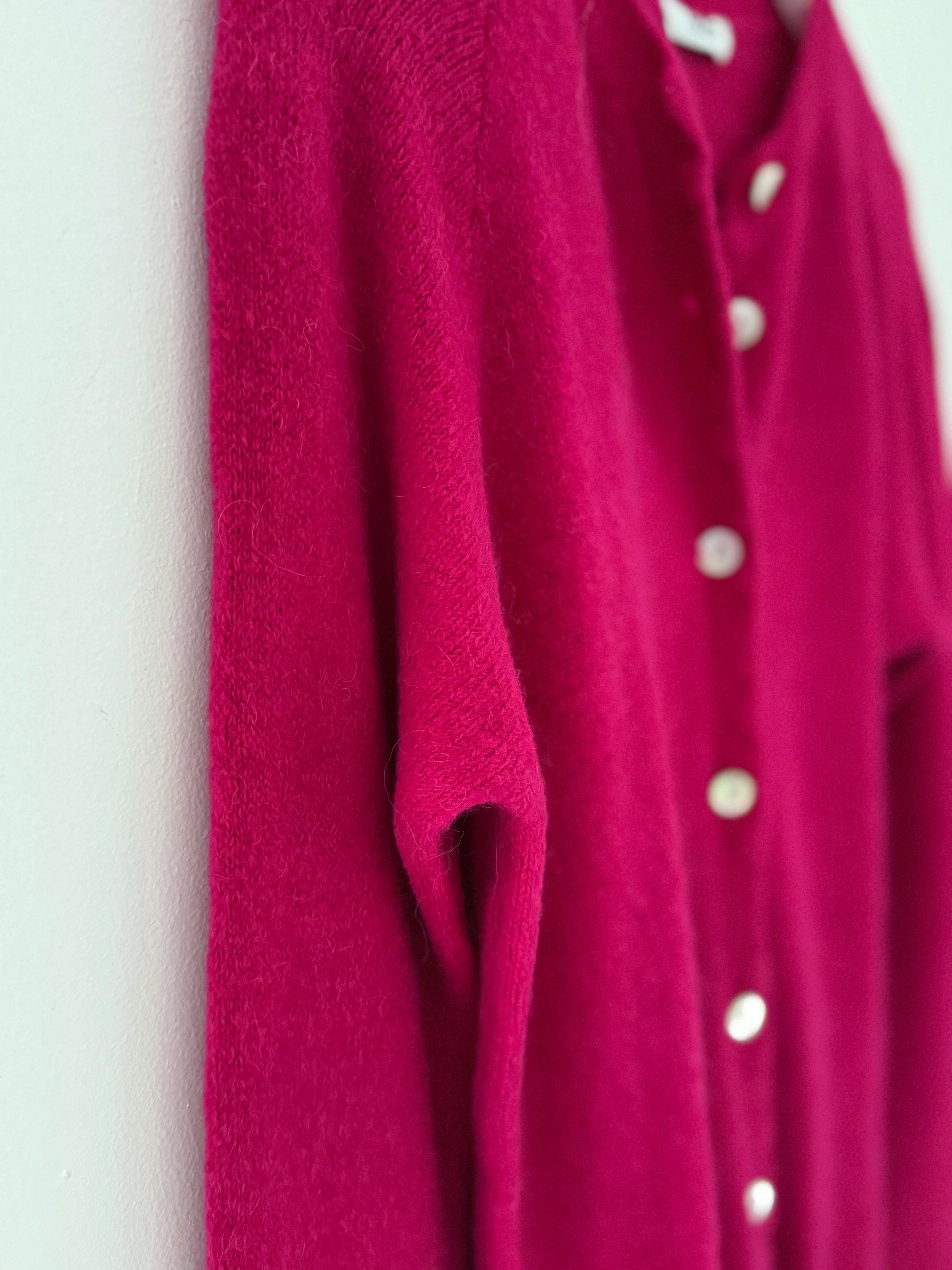 Alpaca Cardi with Frill Hems in Raspberry - Image 7