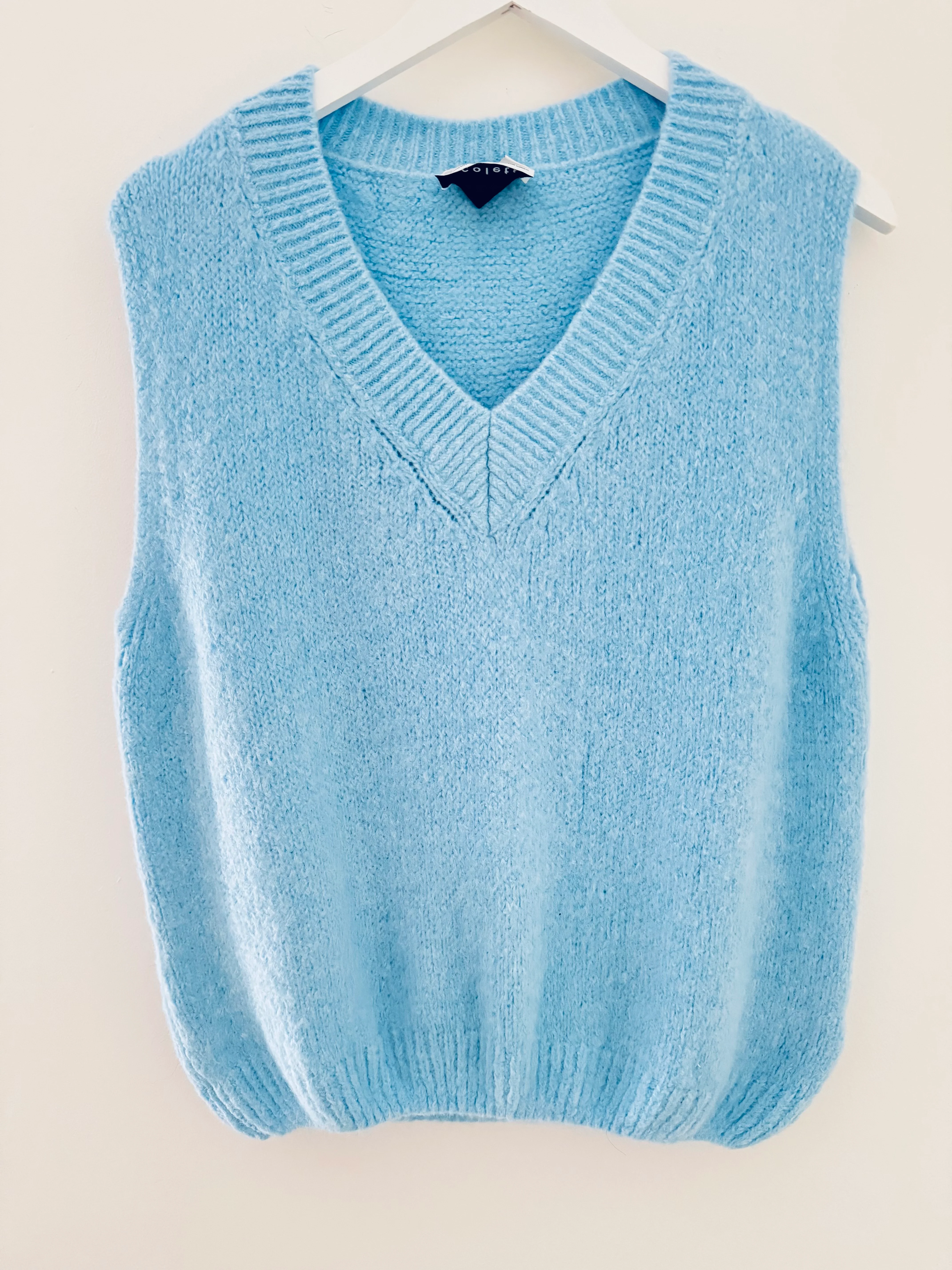 Angora V Neck Tank in Baby Blue - Image 5