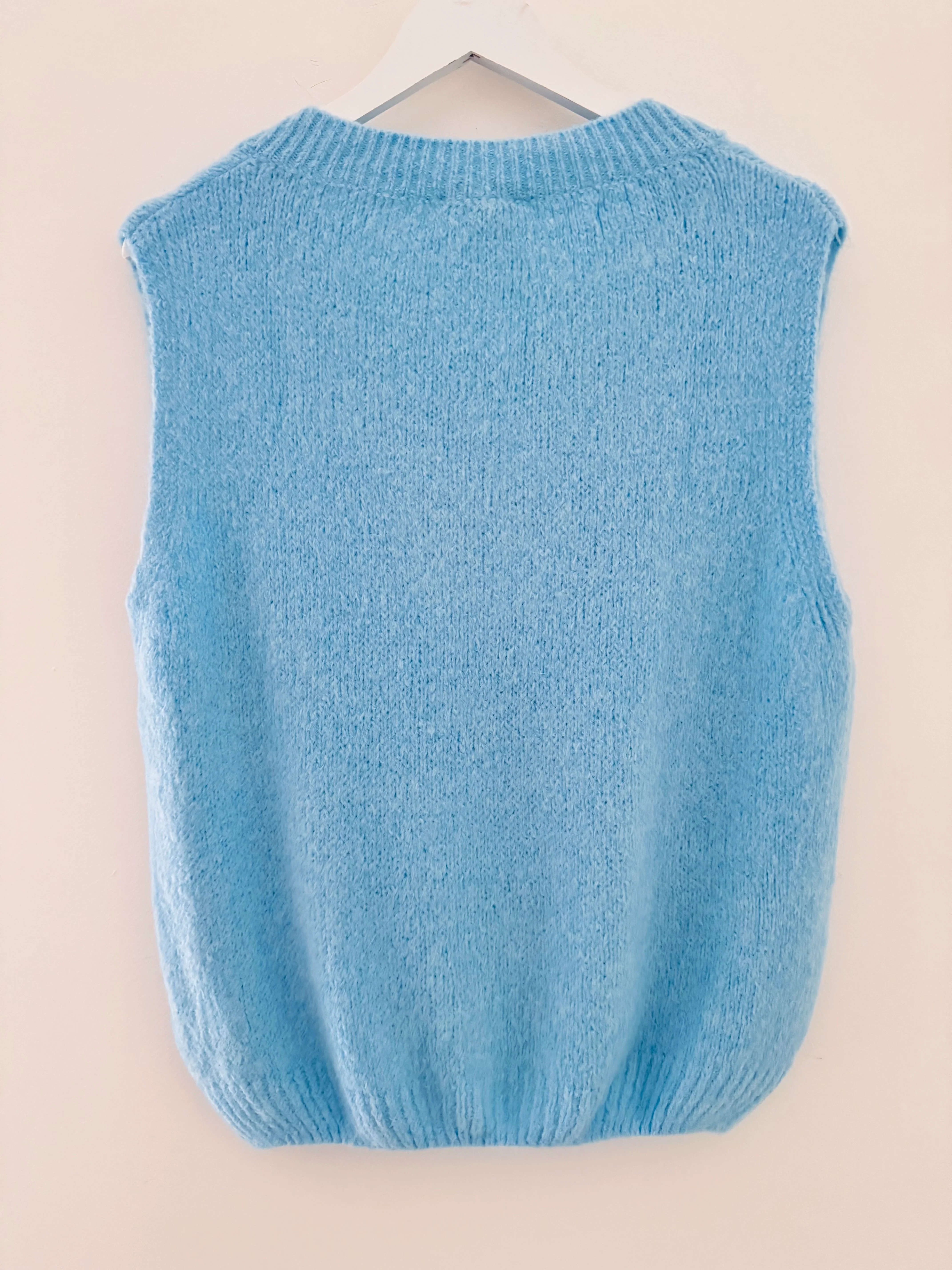 Angora V Neck Tank in Baby Blue - Image 6