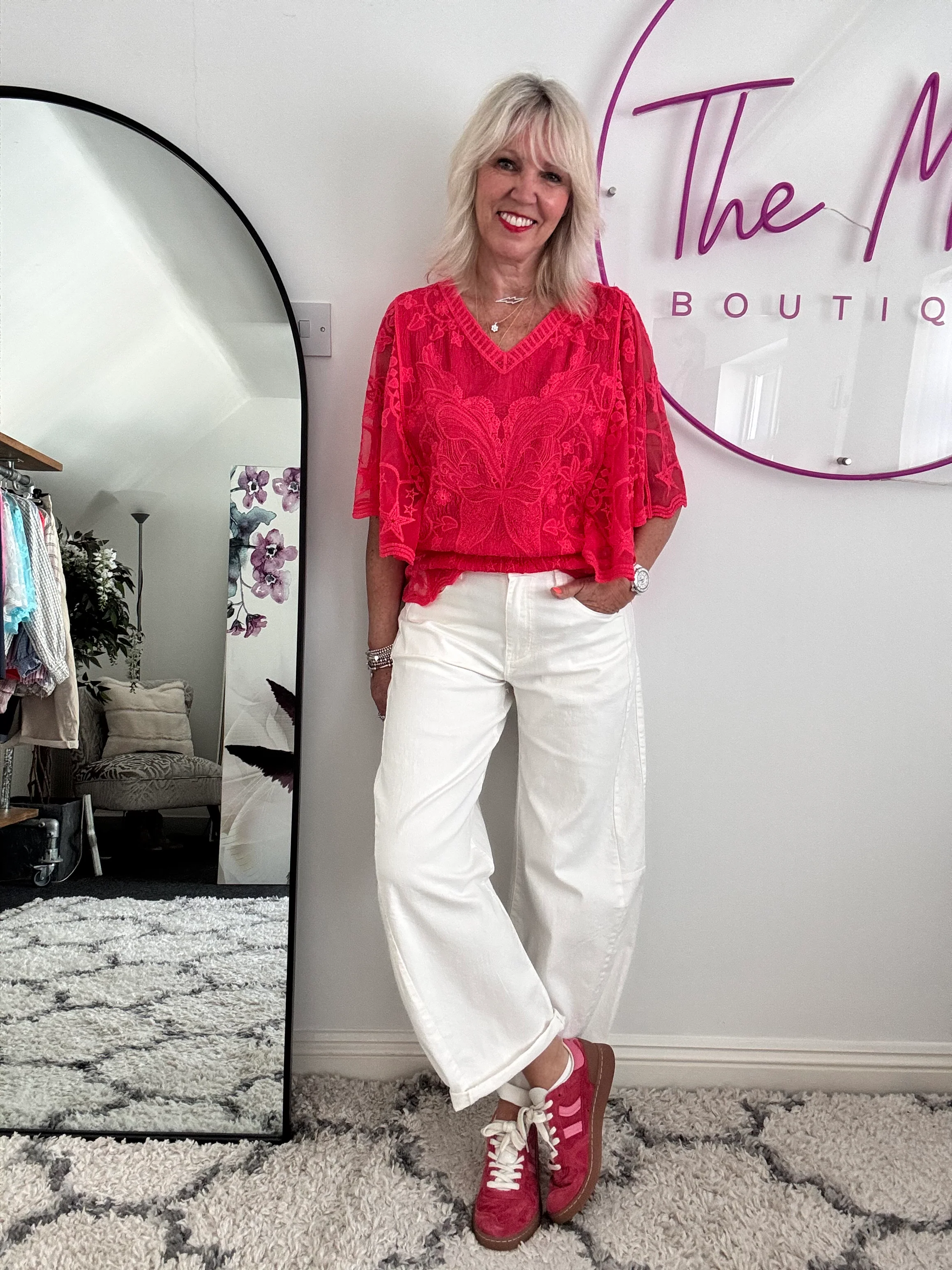 Barrel Leg Jeans in Ivory - Image 3