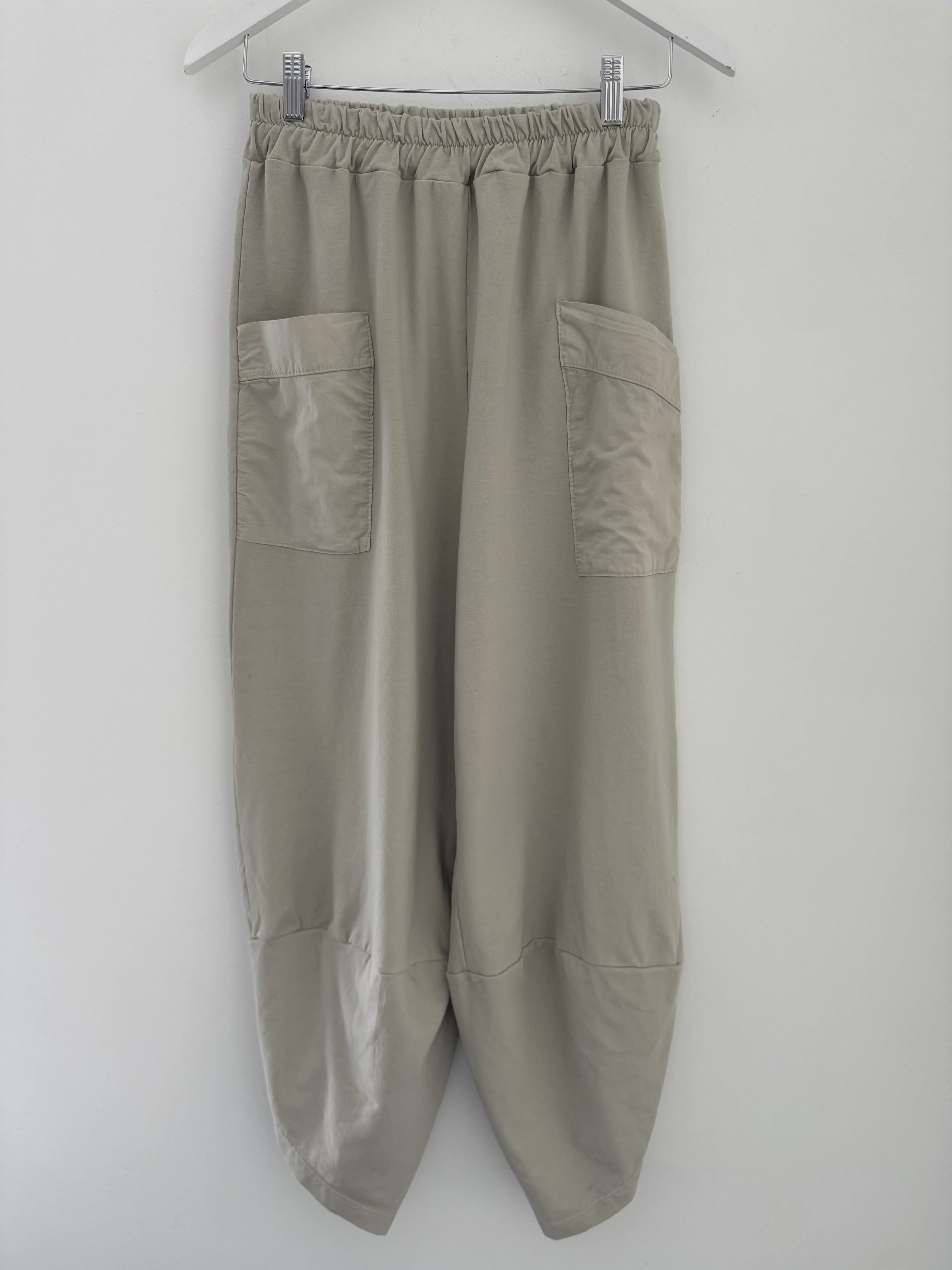 Barrel Shape Cotton Jersey Trousers in Stone - Image 7