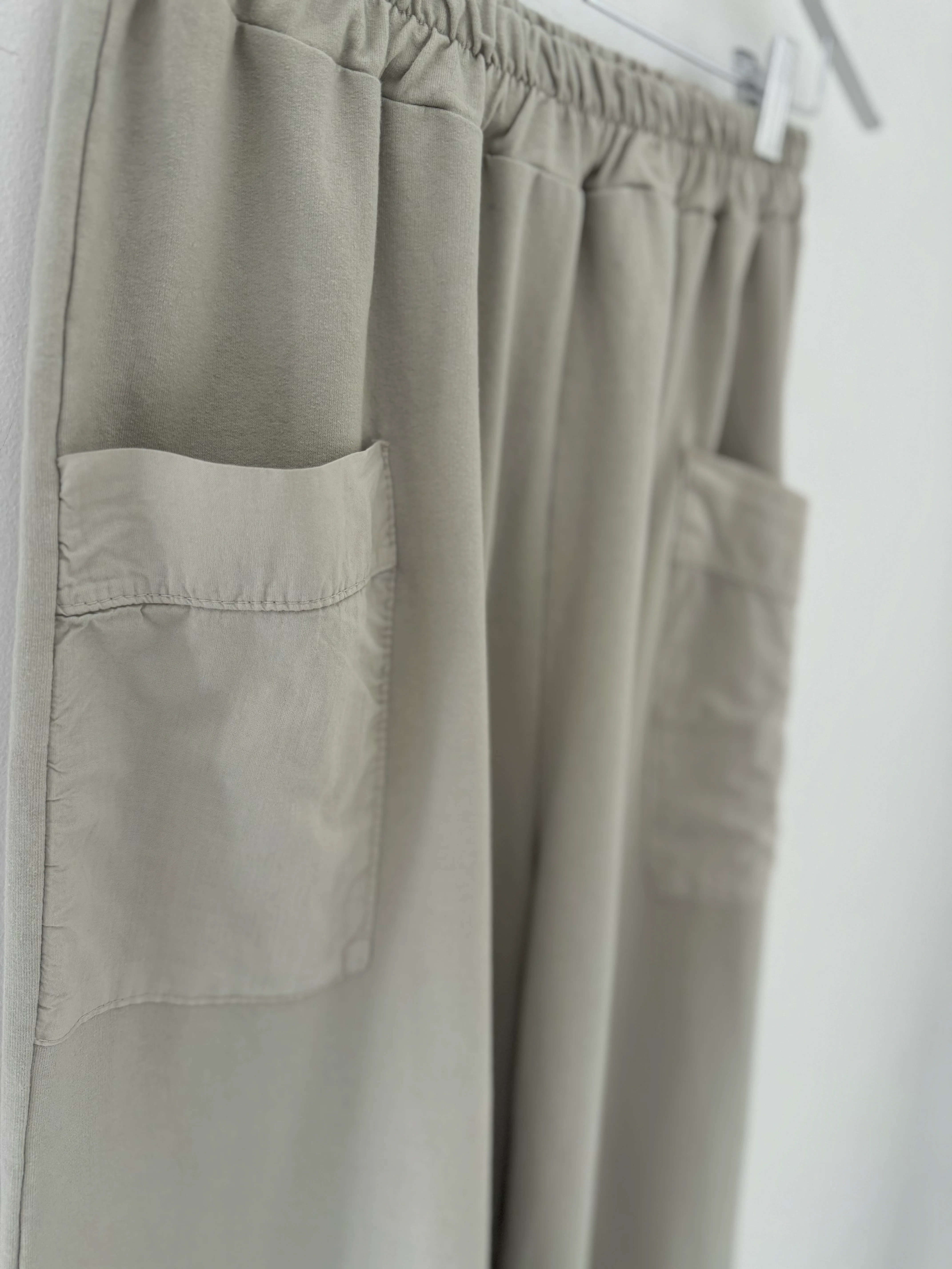 Barrel Shape Cotton Jersey Trousers in Stone - Image 9