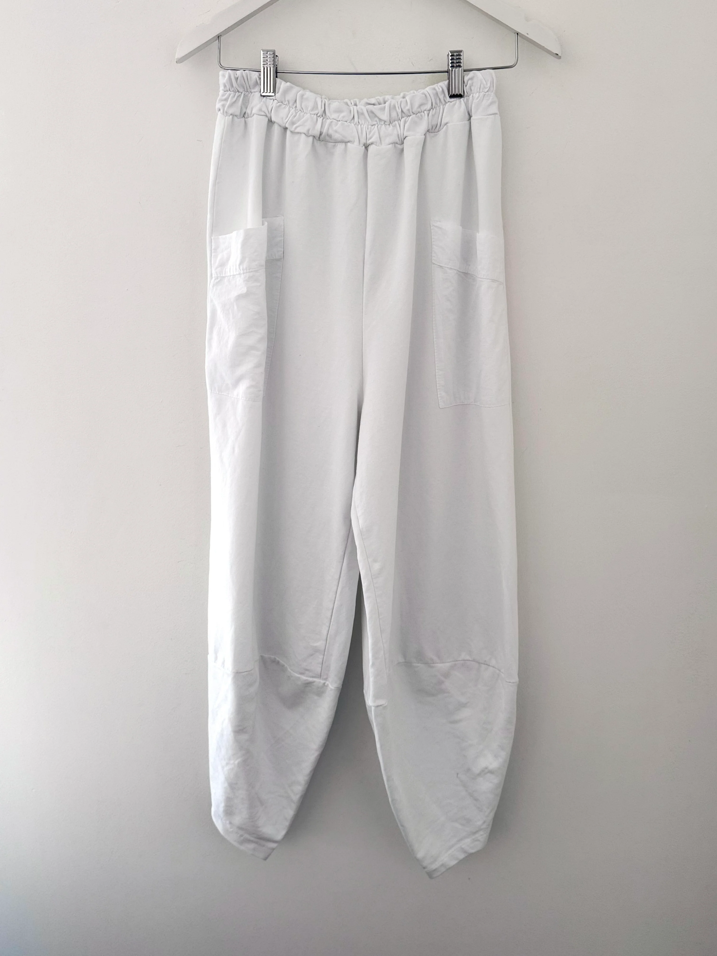 Barrel Shape Cotton Jersey Trousers in White - Image 6