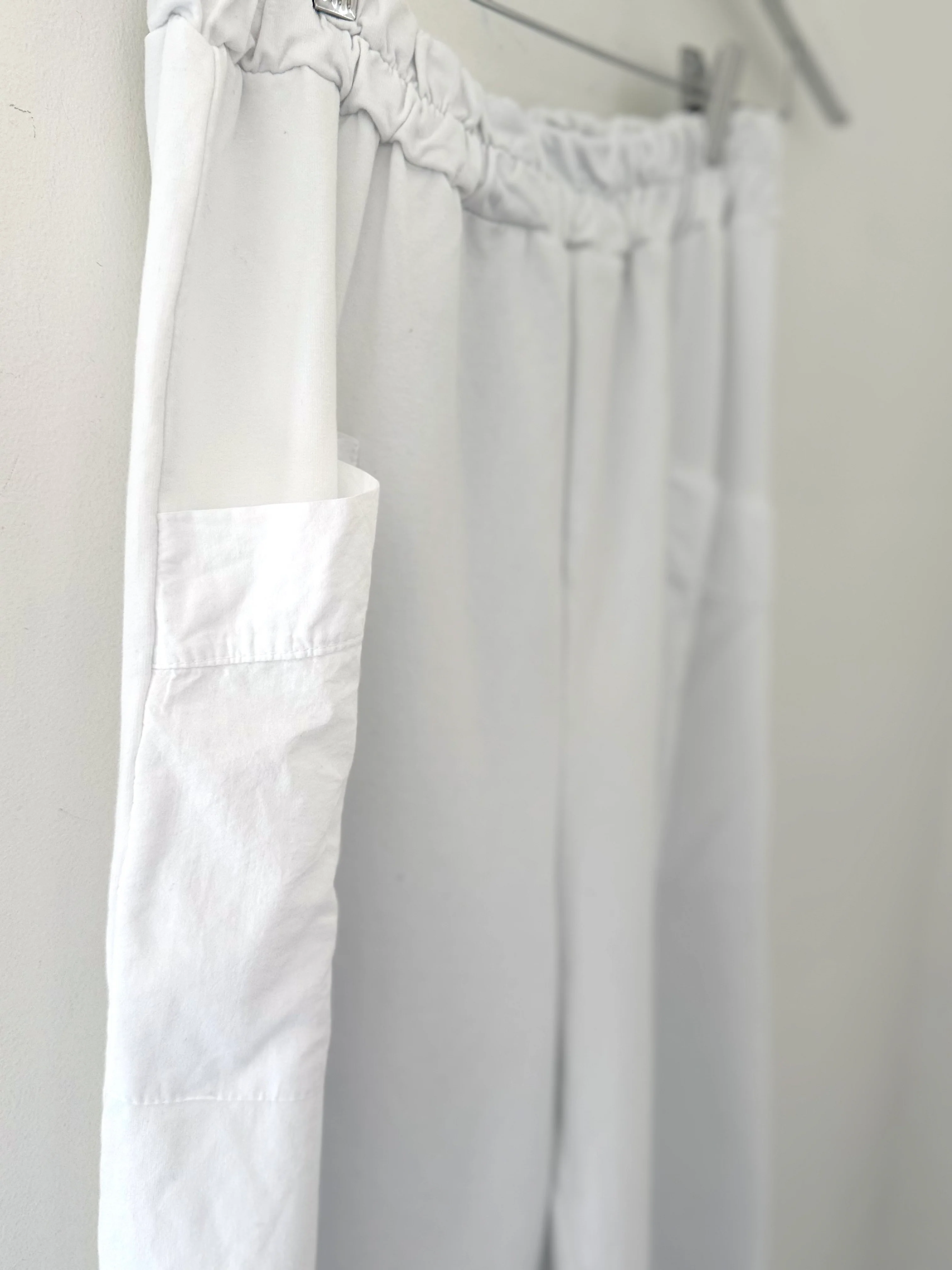Barrel Shape Cotton Jersey Trousers in White - Image 7