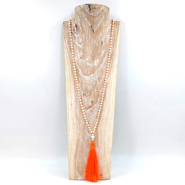 Bead Necklace with Neon Tassel - Image 2