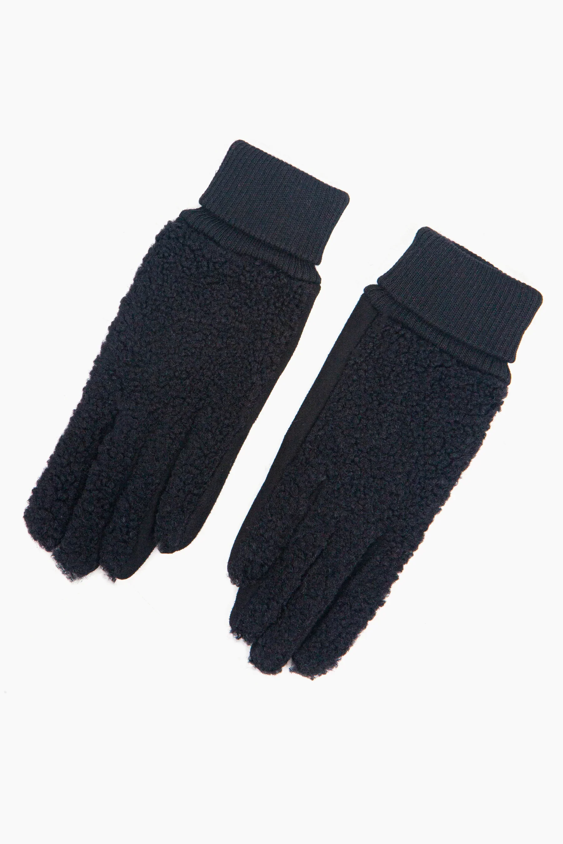 Borg & Fleece Gloves in Black - Image 5