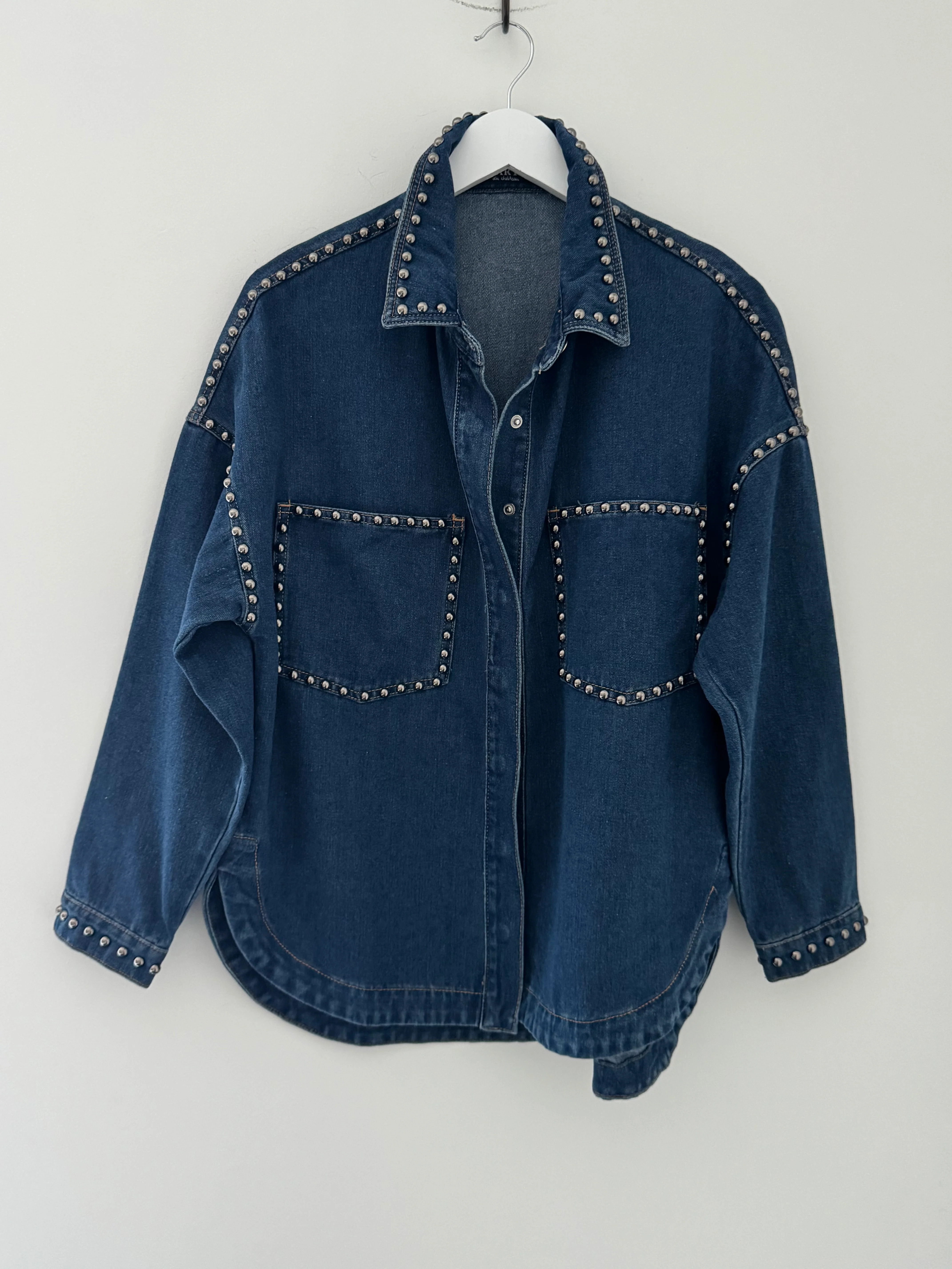 Designer Boyfriend Shacket in Blue Denim - Image 10