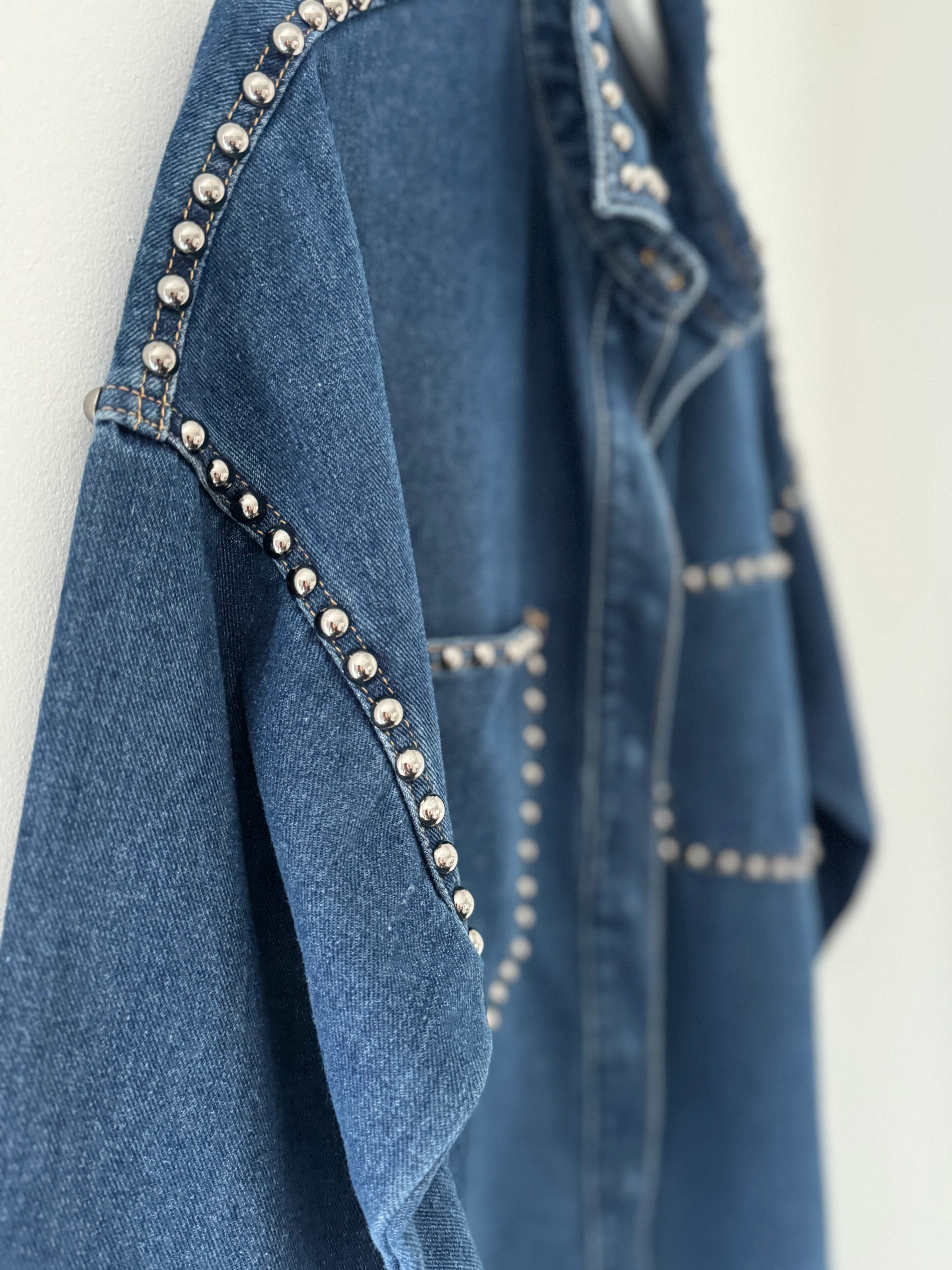 Designer Boyfriend Shacket in Blue Denim - Image 11