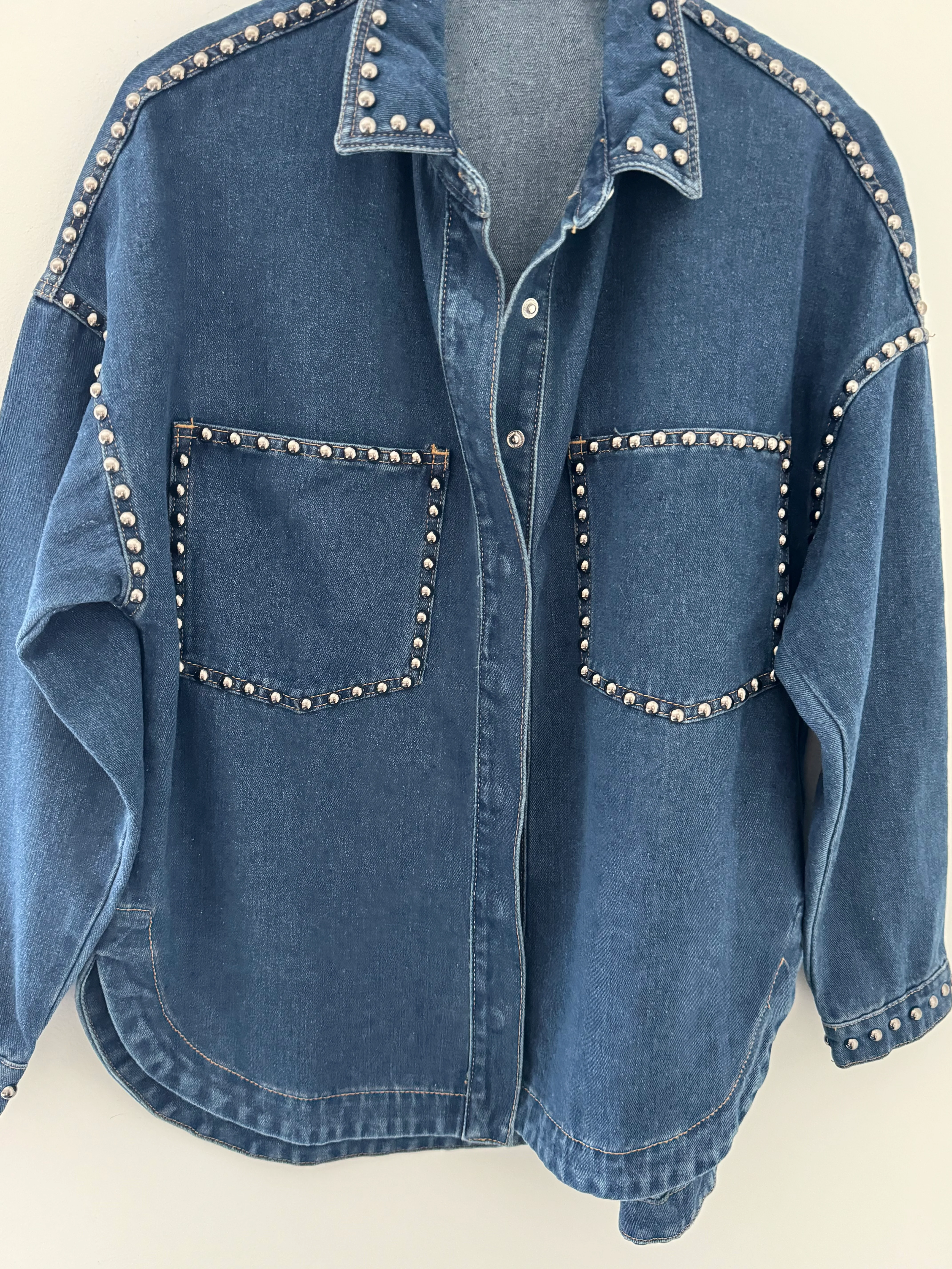Designer Boyfriend Shacket in Blue Denim - Image 12
