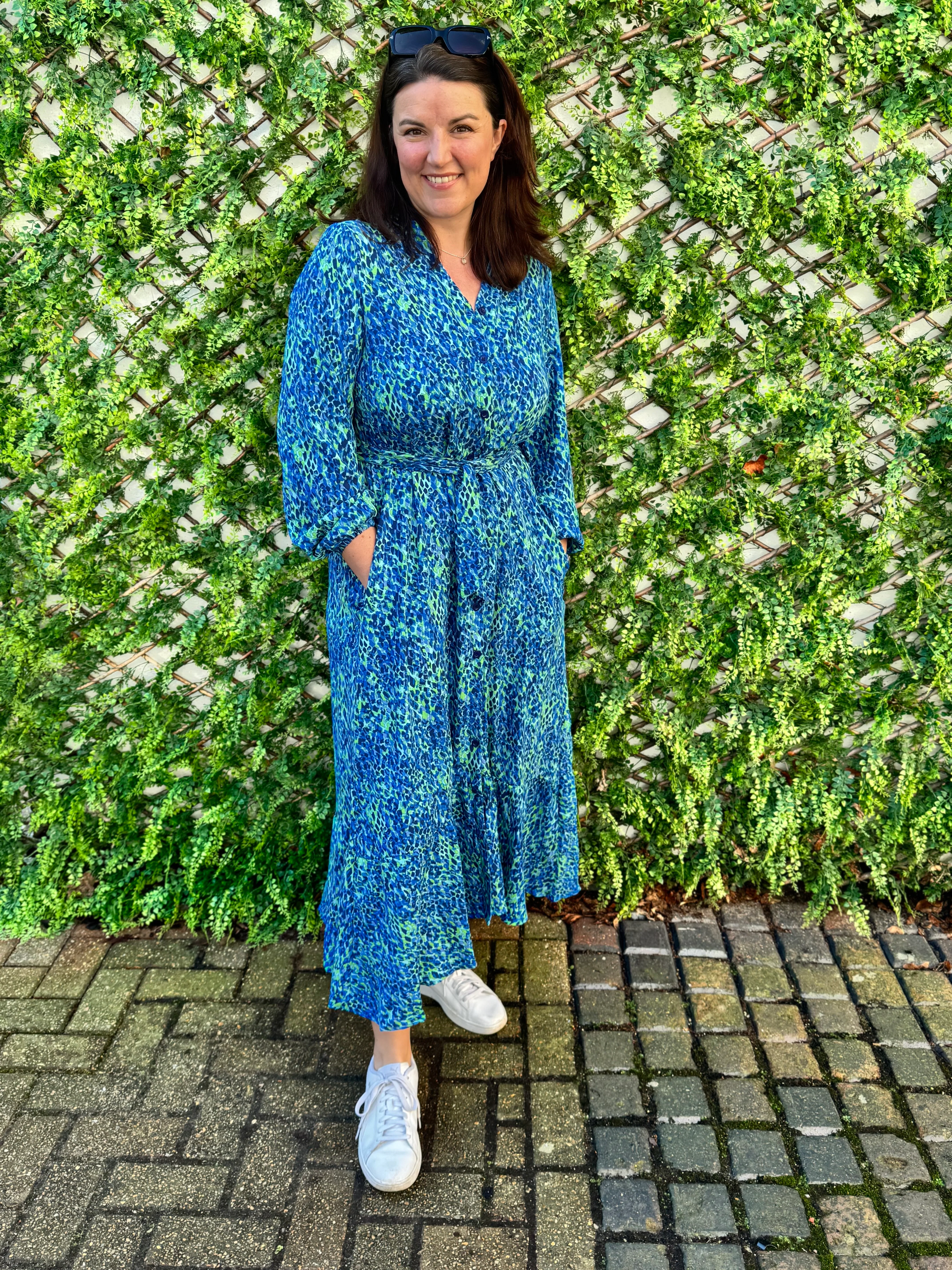 Premium Printed Dress in Blue & Green - Image 10