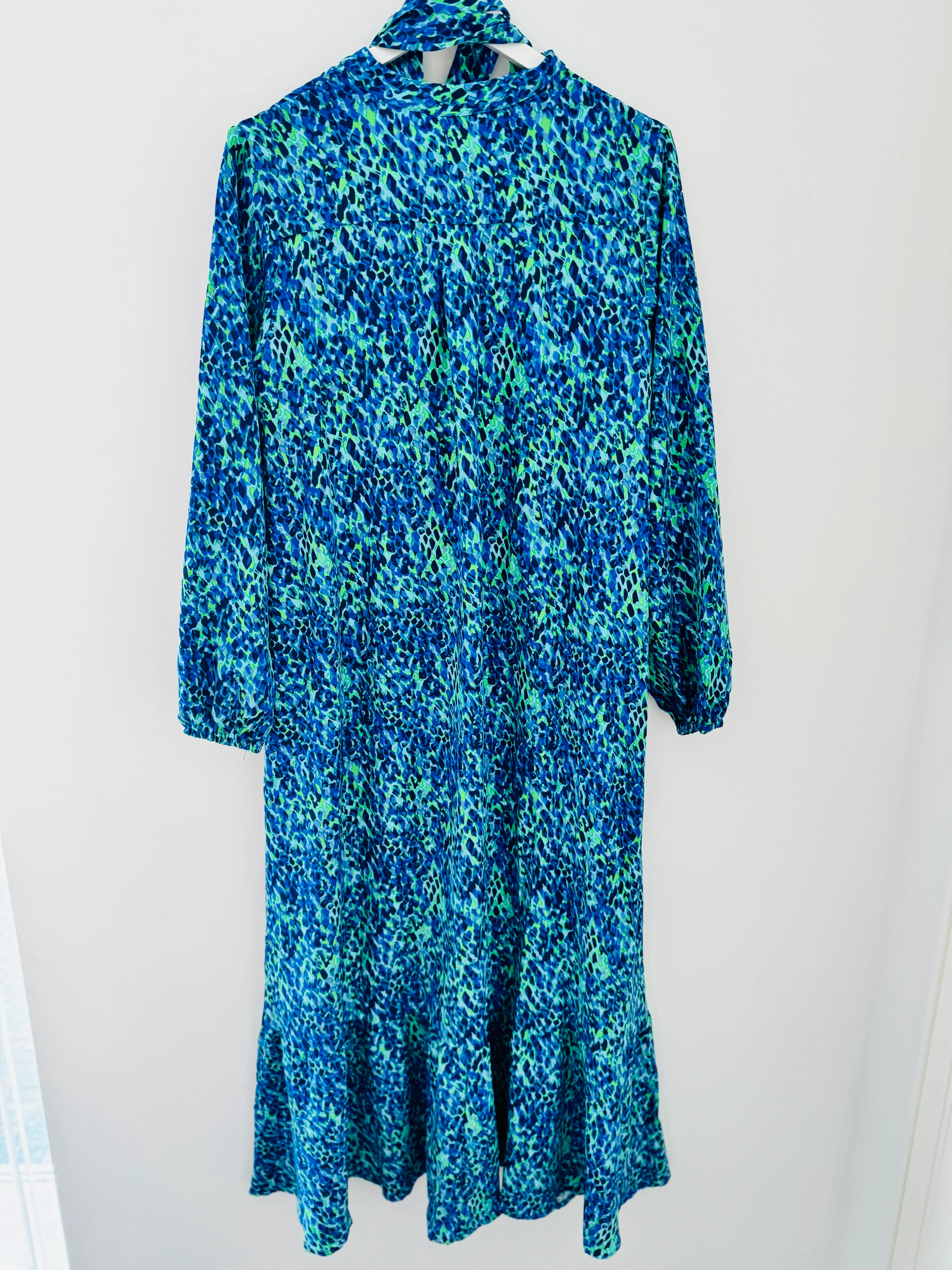 Premium Printed Dress in Blue & Green - Image 13