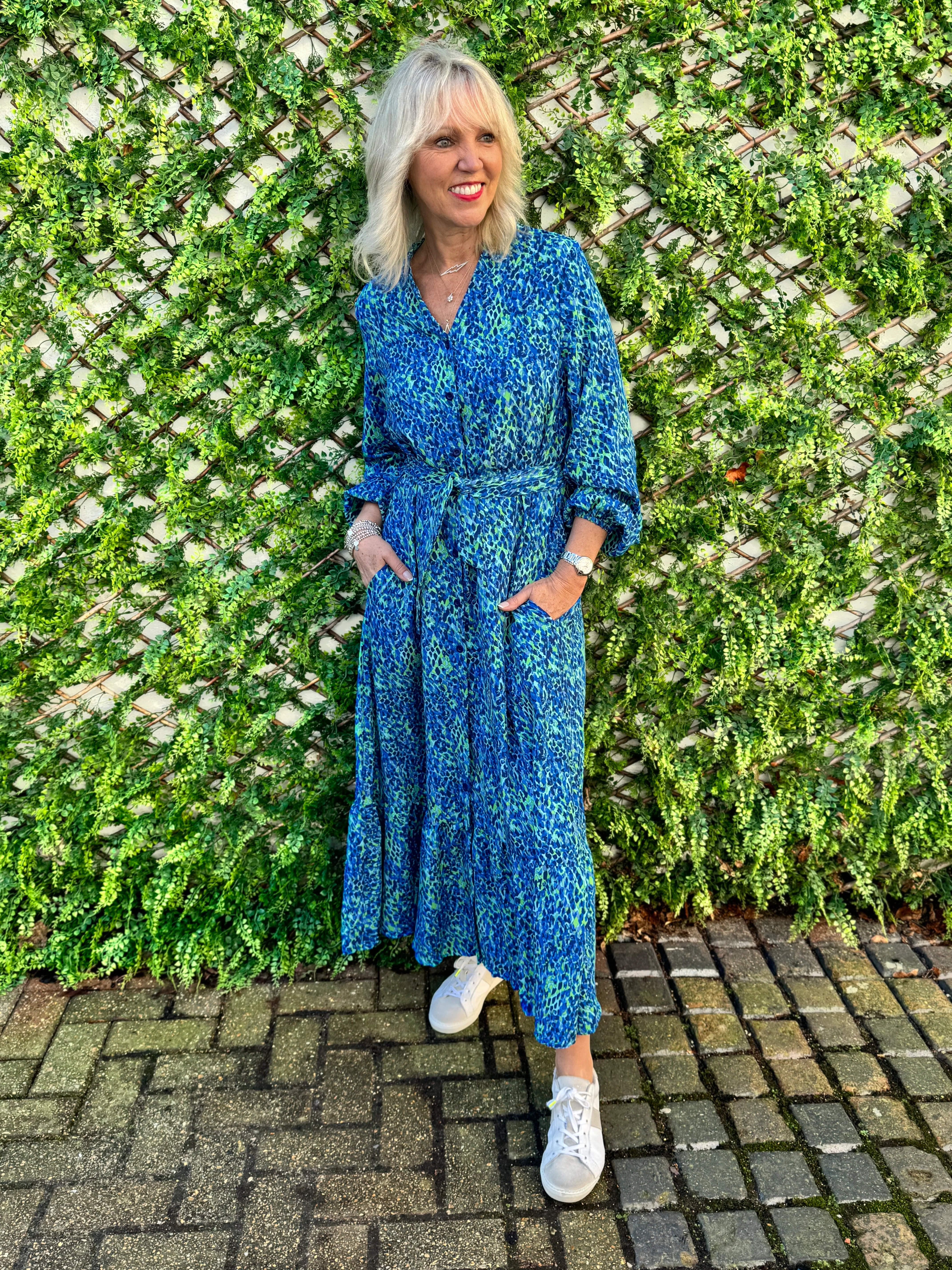 Premium Printed Dress in Blue & Green - Image 5