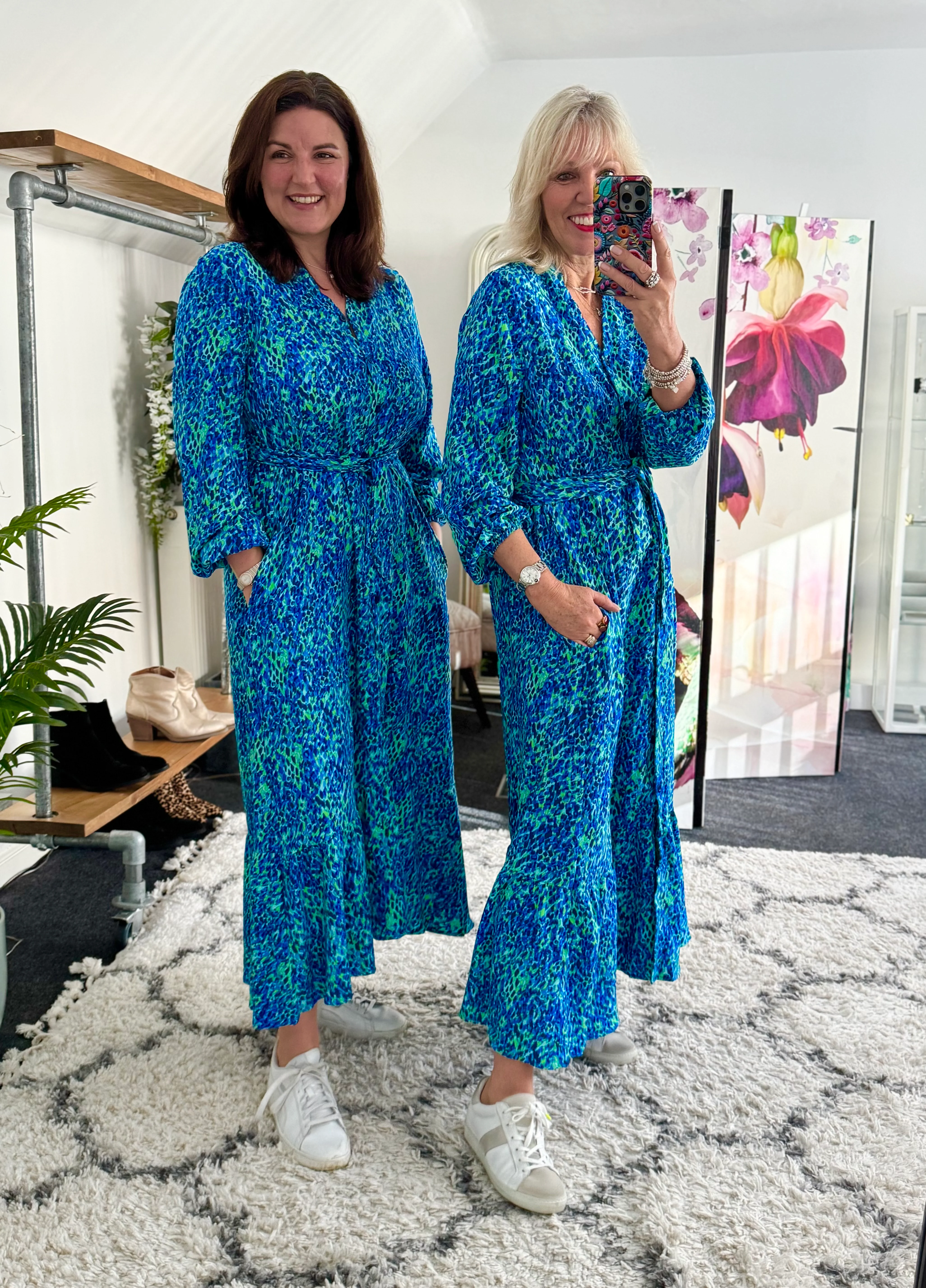 Premium Printed Dress in Blue & Green - Image 7