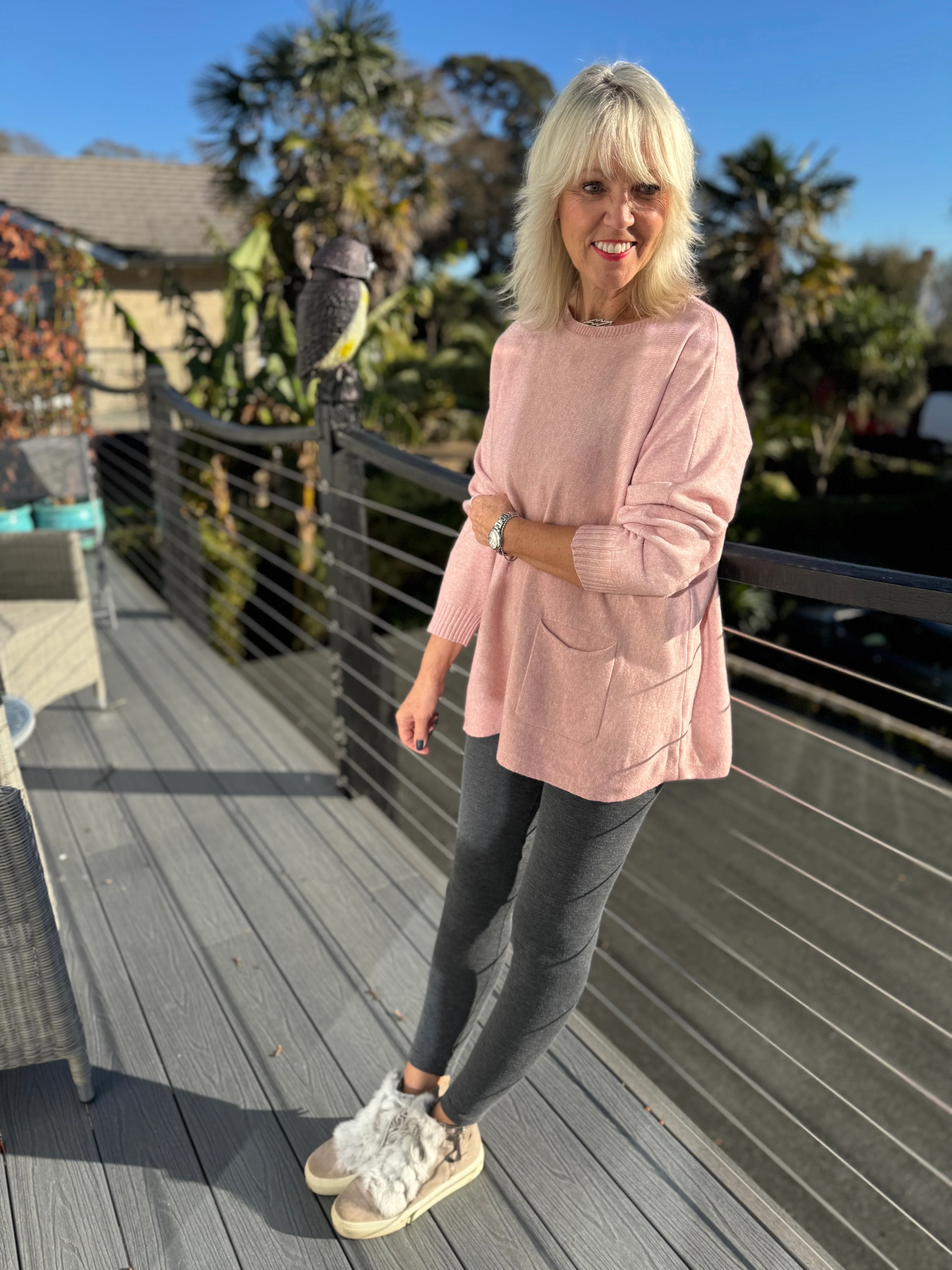 Fleece Lined Leggings in Charcoal - Image 4