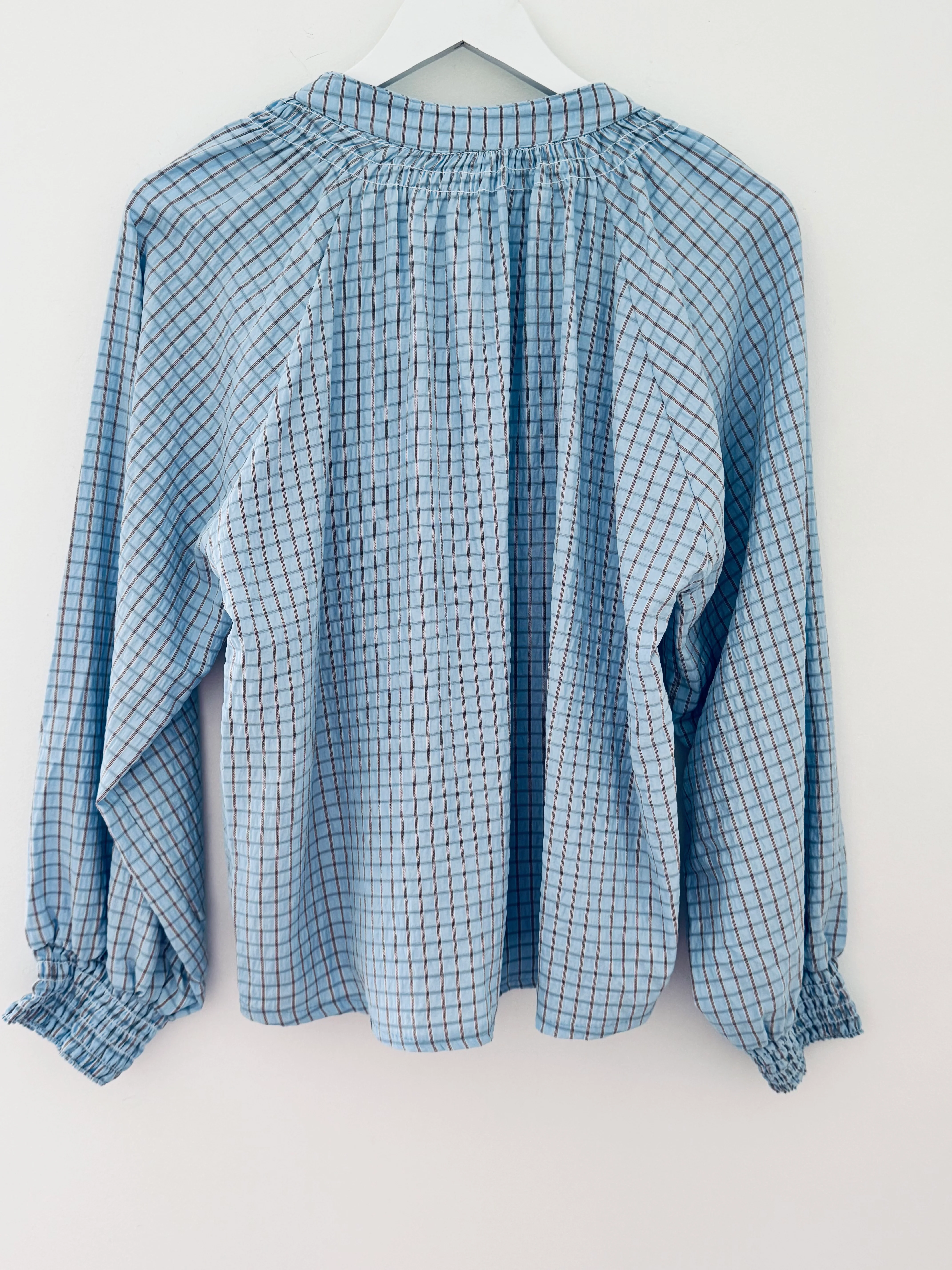Checked Blouse in Blue - Image 10