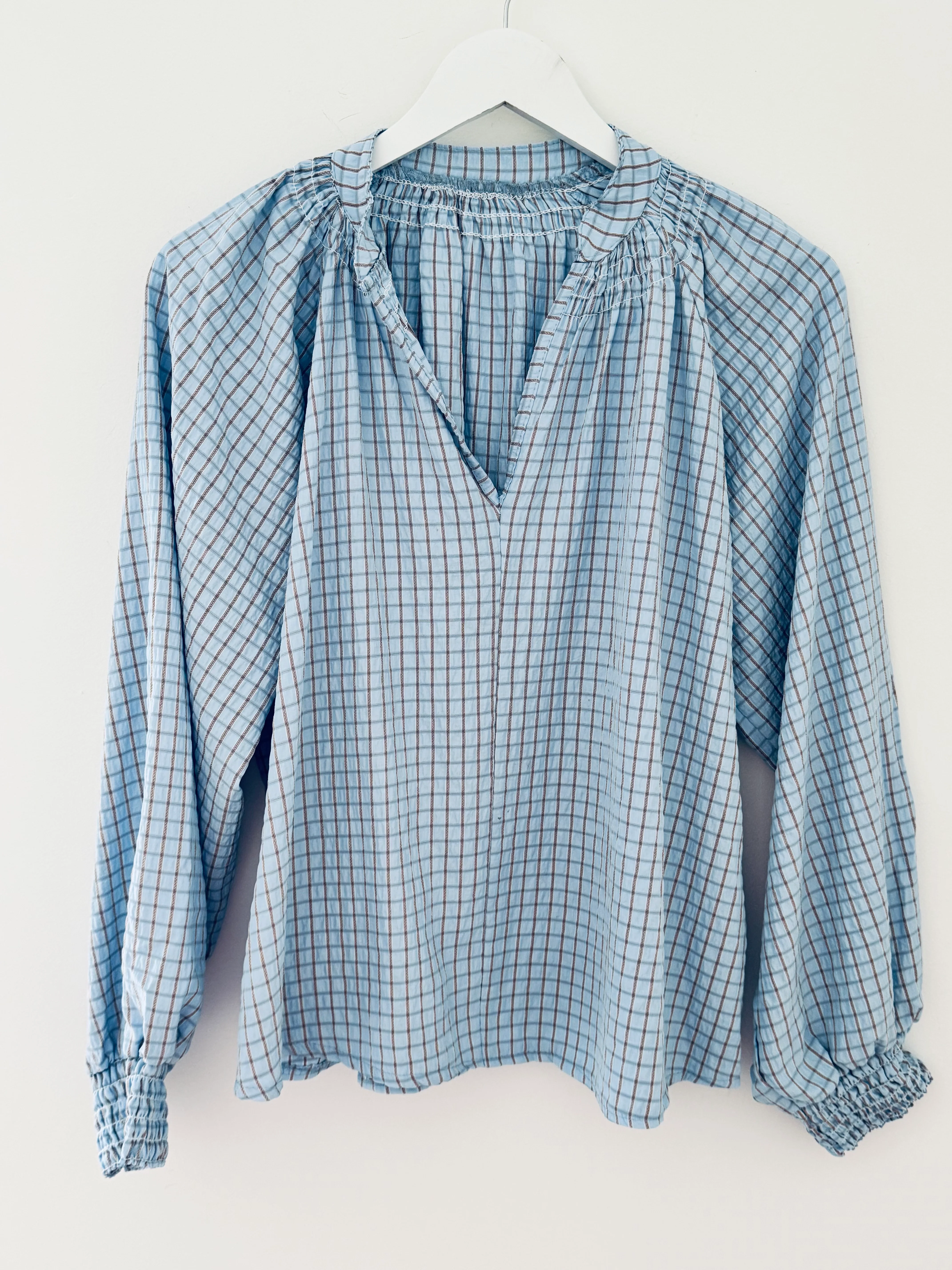 Checked Blouse in Blue - Image 8