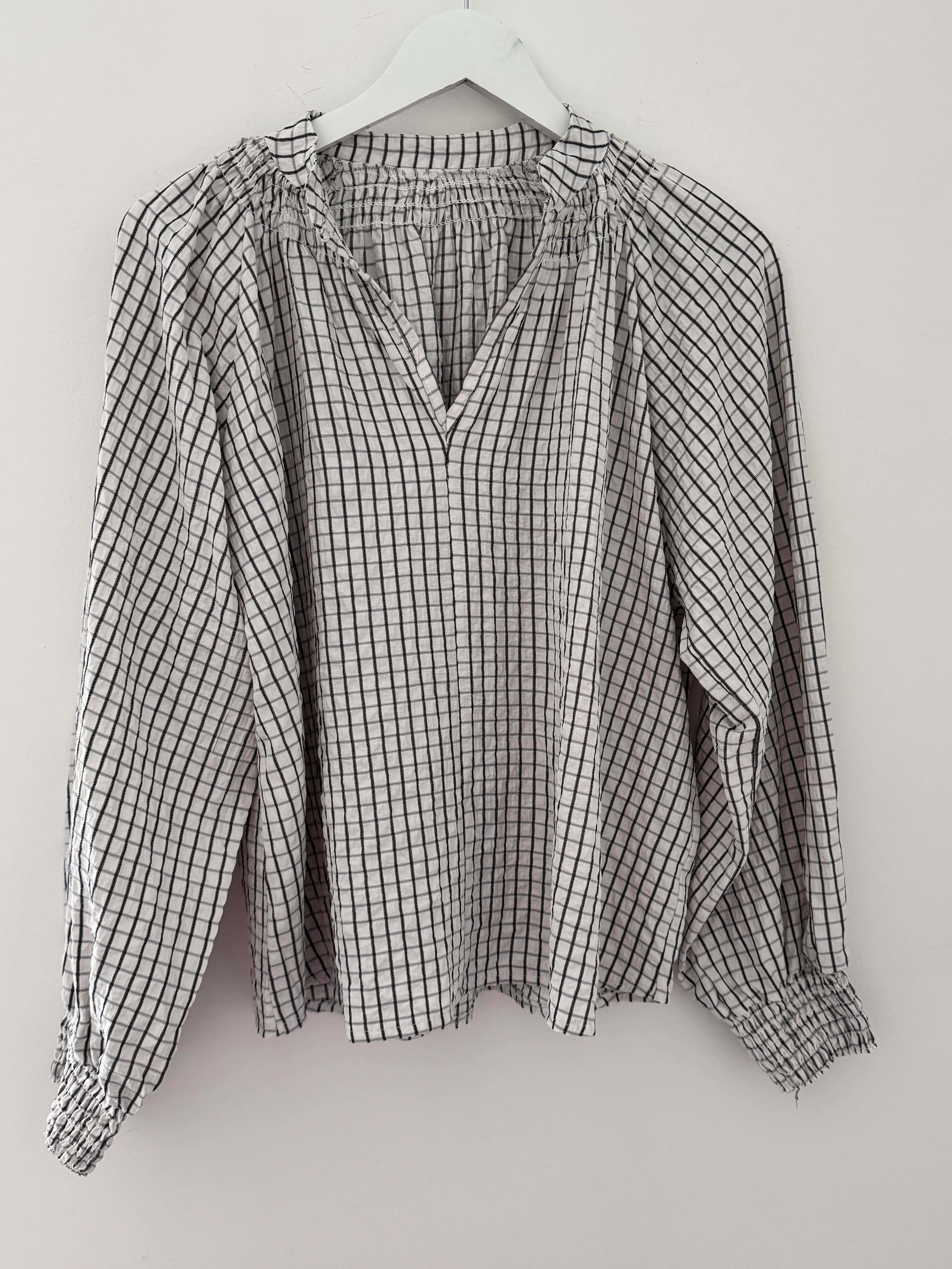 Checked Blouse in Ivory - Image 7