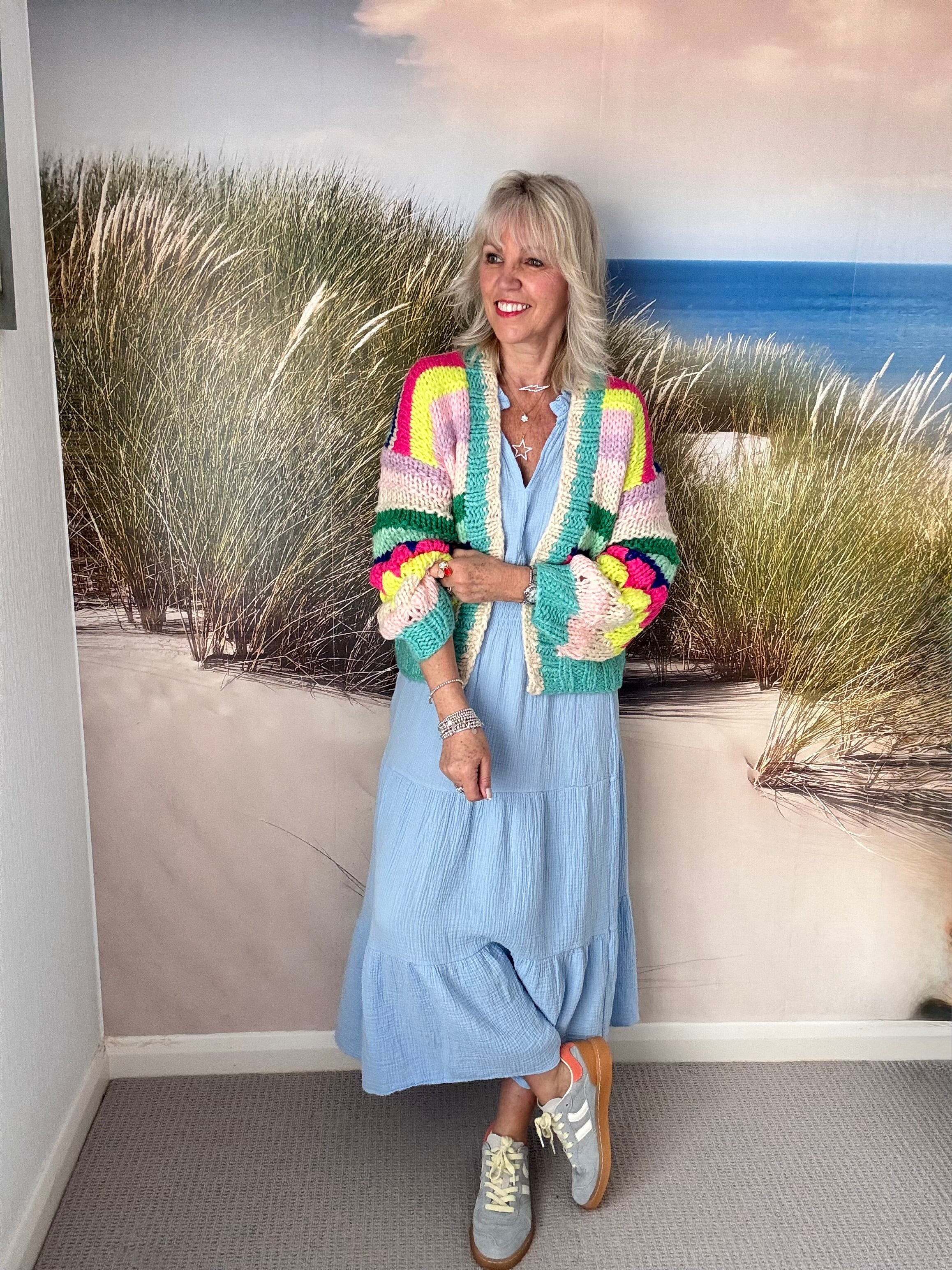 Cheesecloth Midi Dress in Blue - Image 6