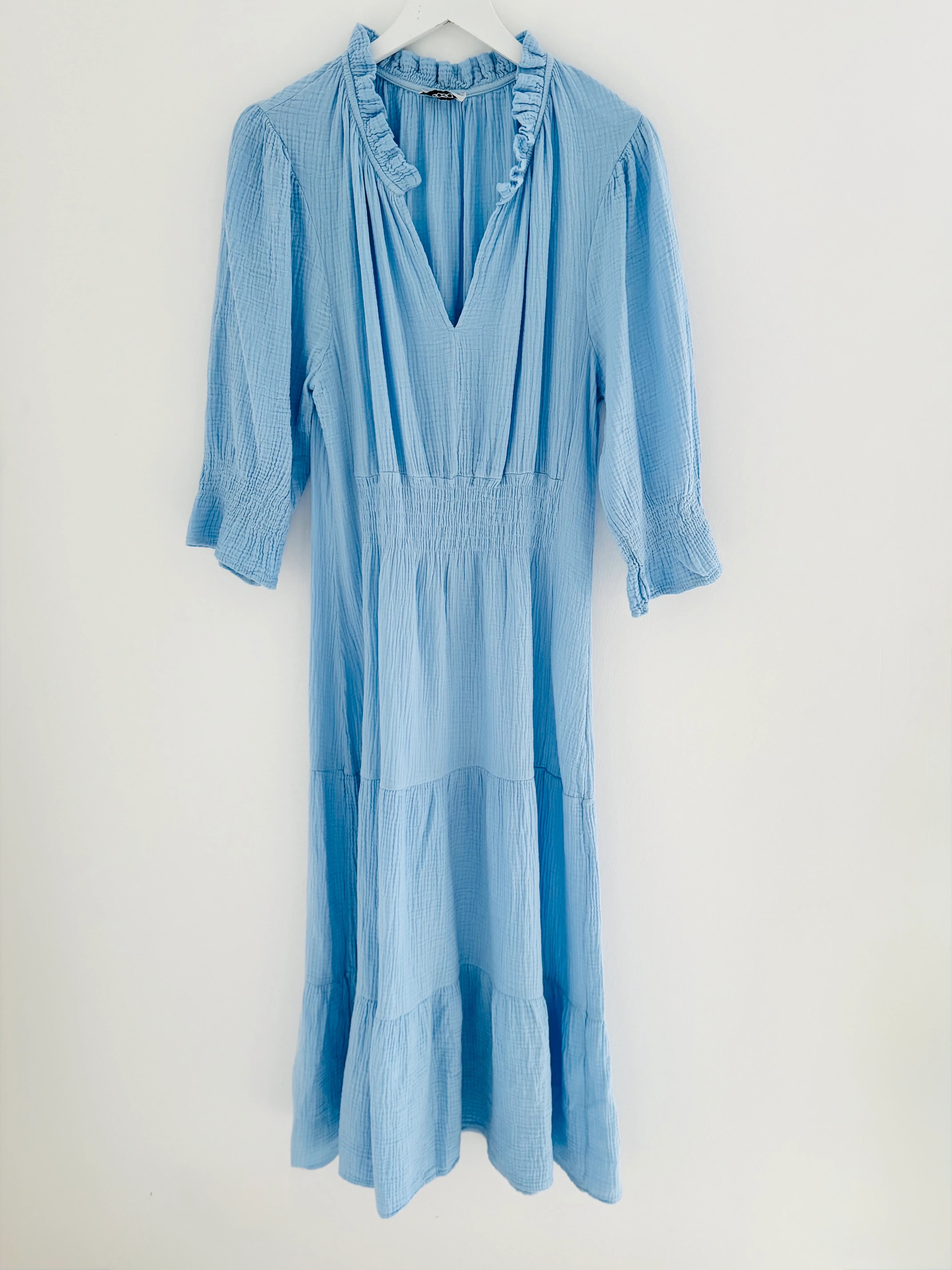 Cheesecloth Midi Dress in Blue - Image 9