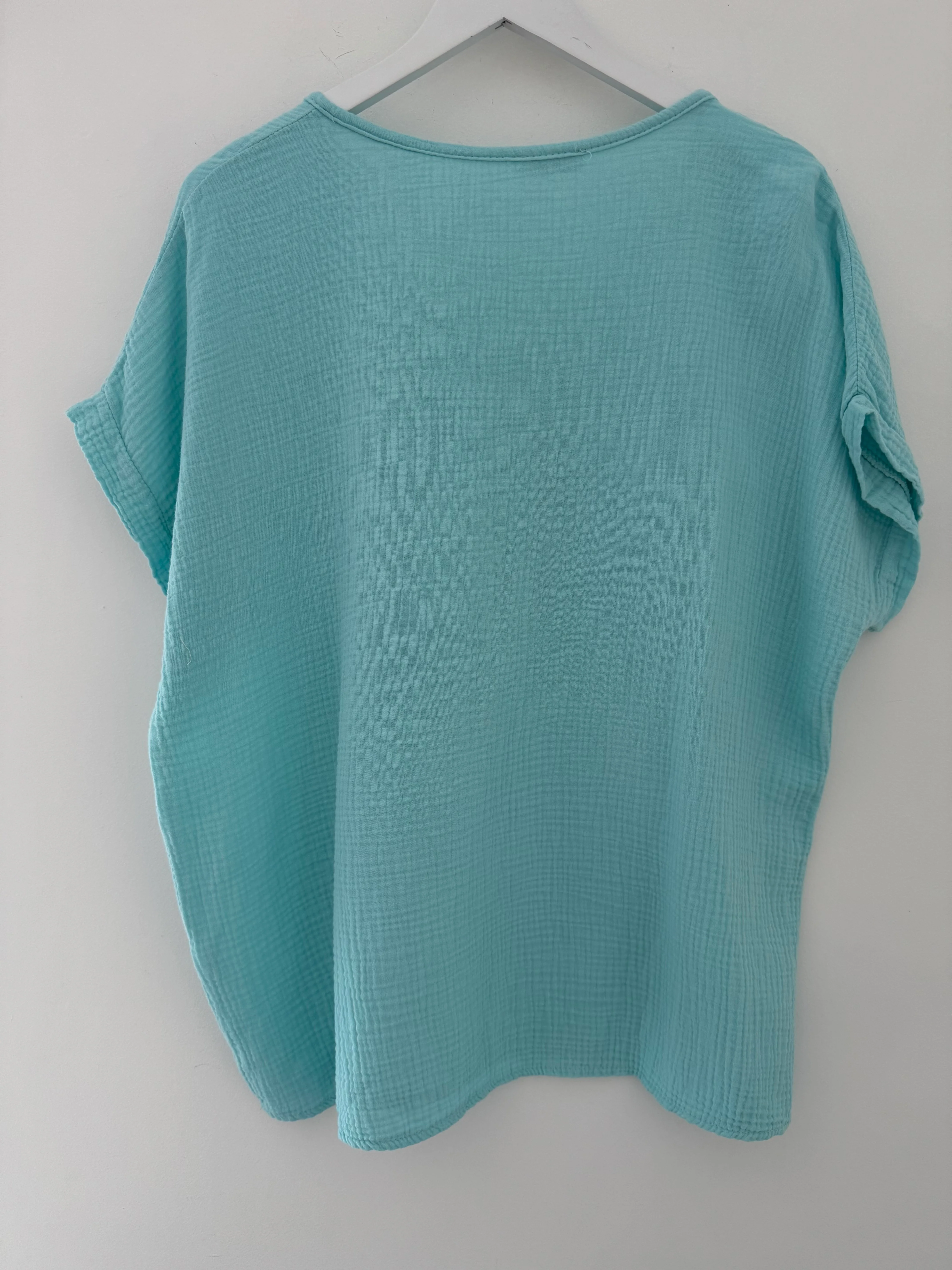 Cheesecloth Sequin Star Top in Aqua - Image 8