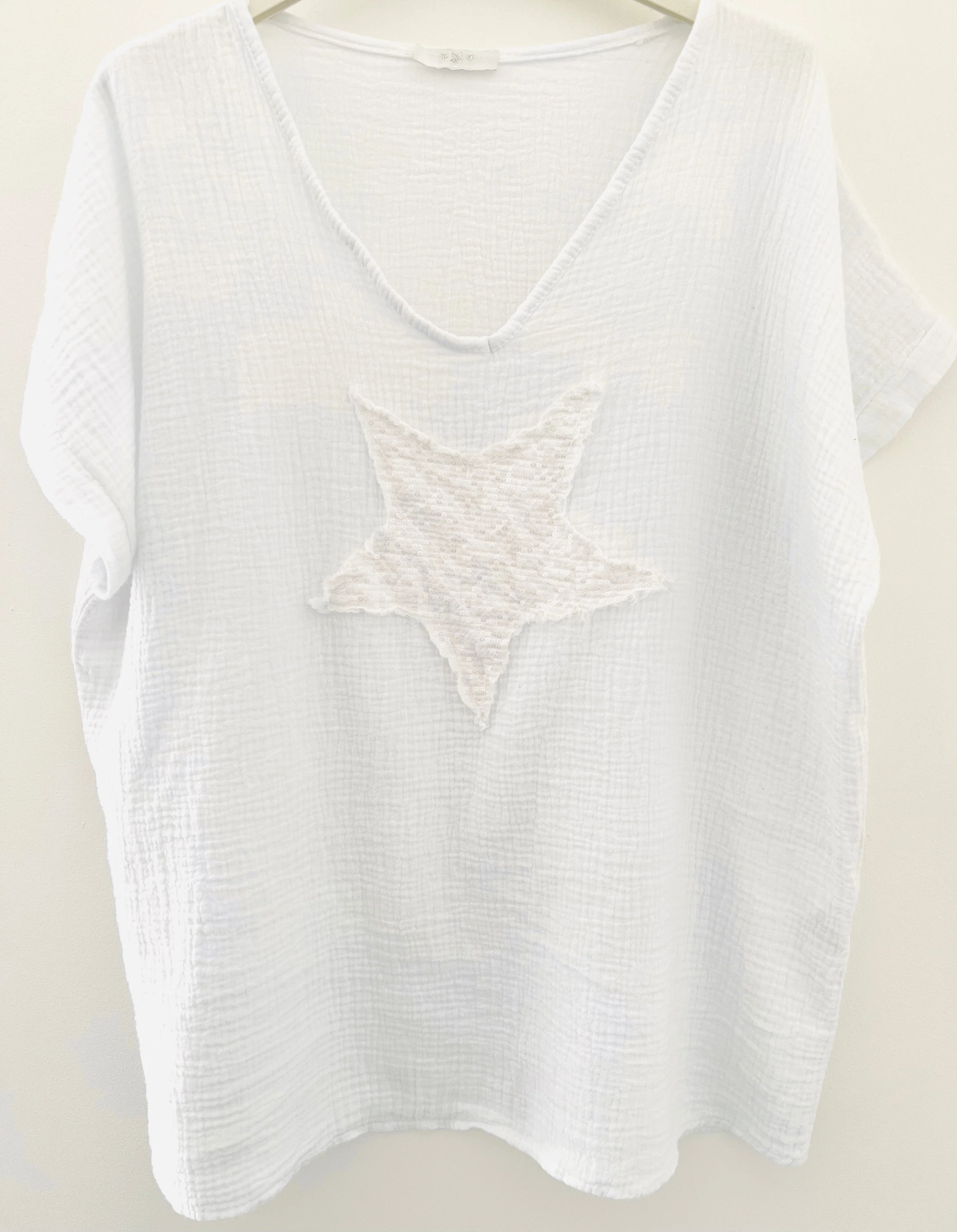Cheesecloth Star Top in White - Image 6