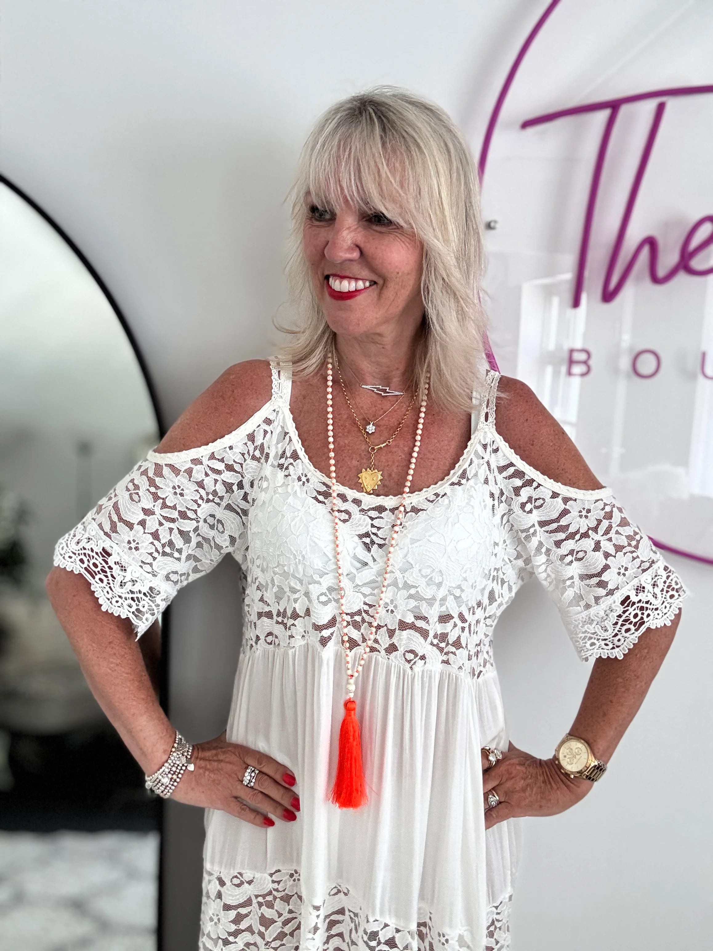 Cotton & Lace Beach Dress in White - Image 4
