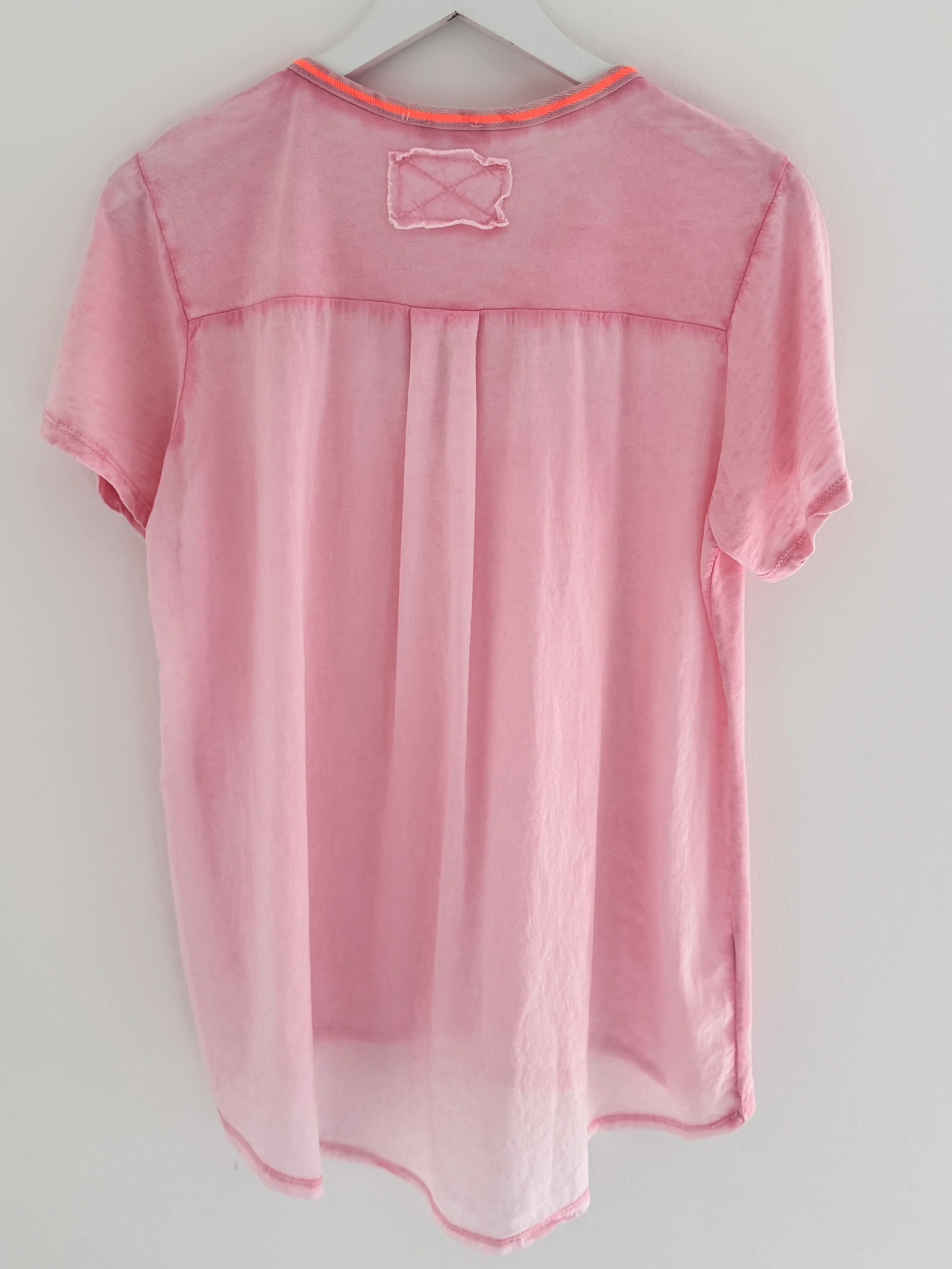 Cotton Top with Neon Trim in Pink - Image 10