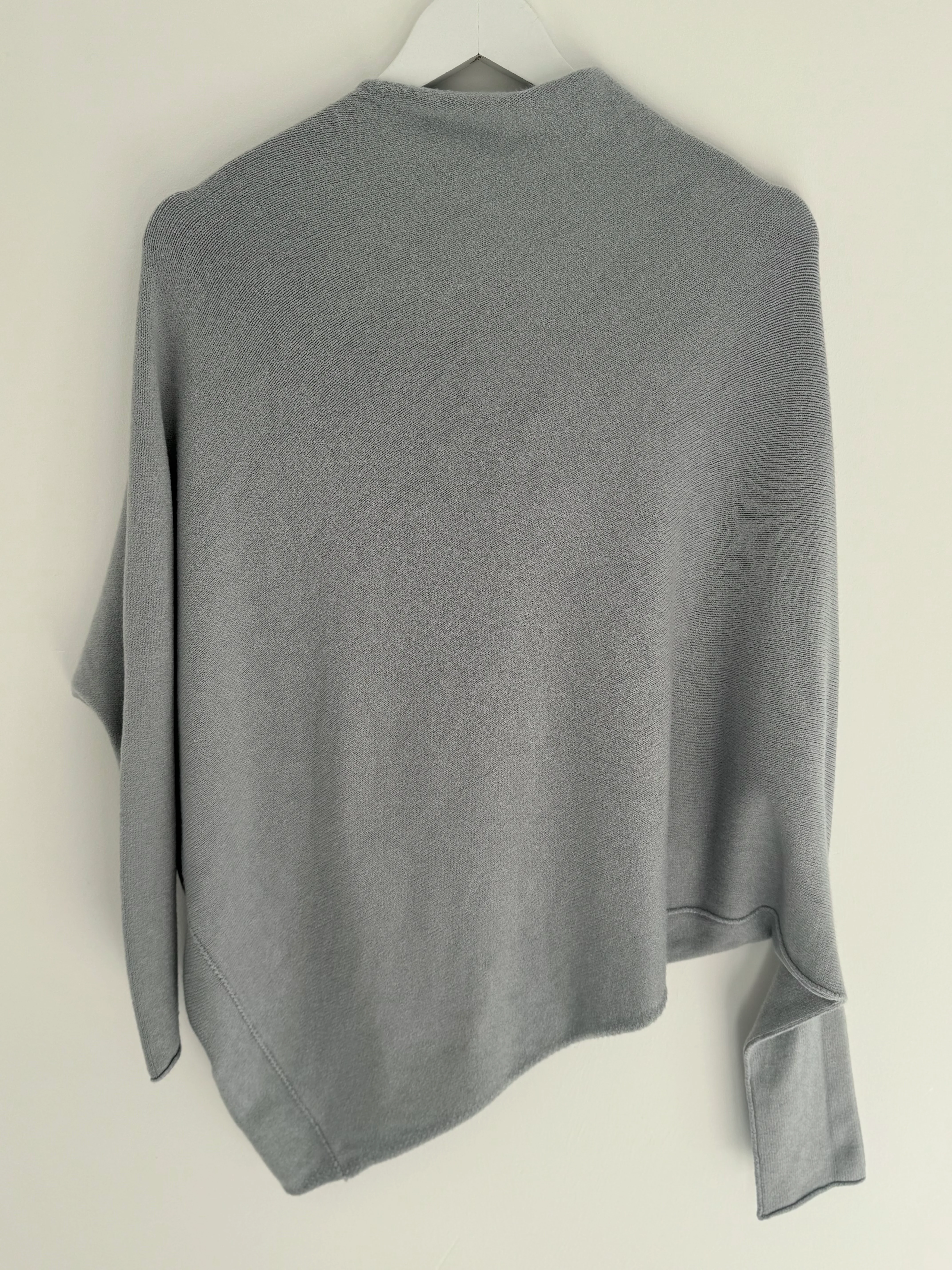 Cowl Neck Asymmetric Jumper in Grey - Image 9