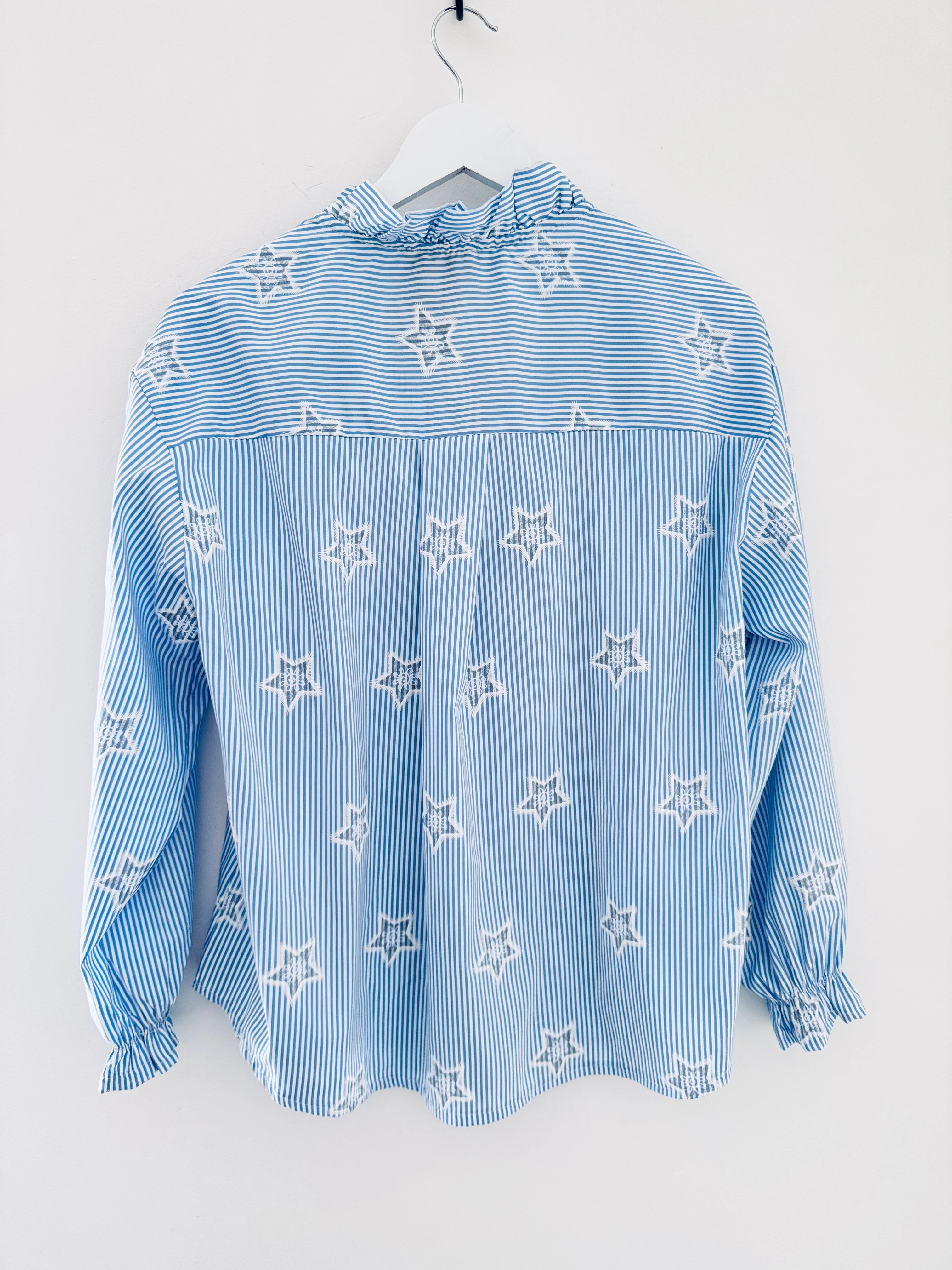 Crisp Blue & White Stripe Shirt with Stars - Image 10