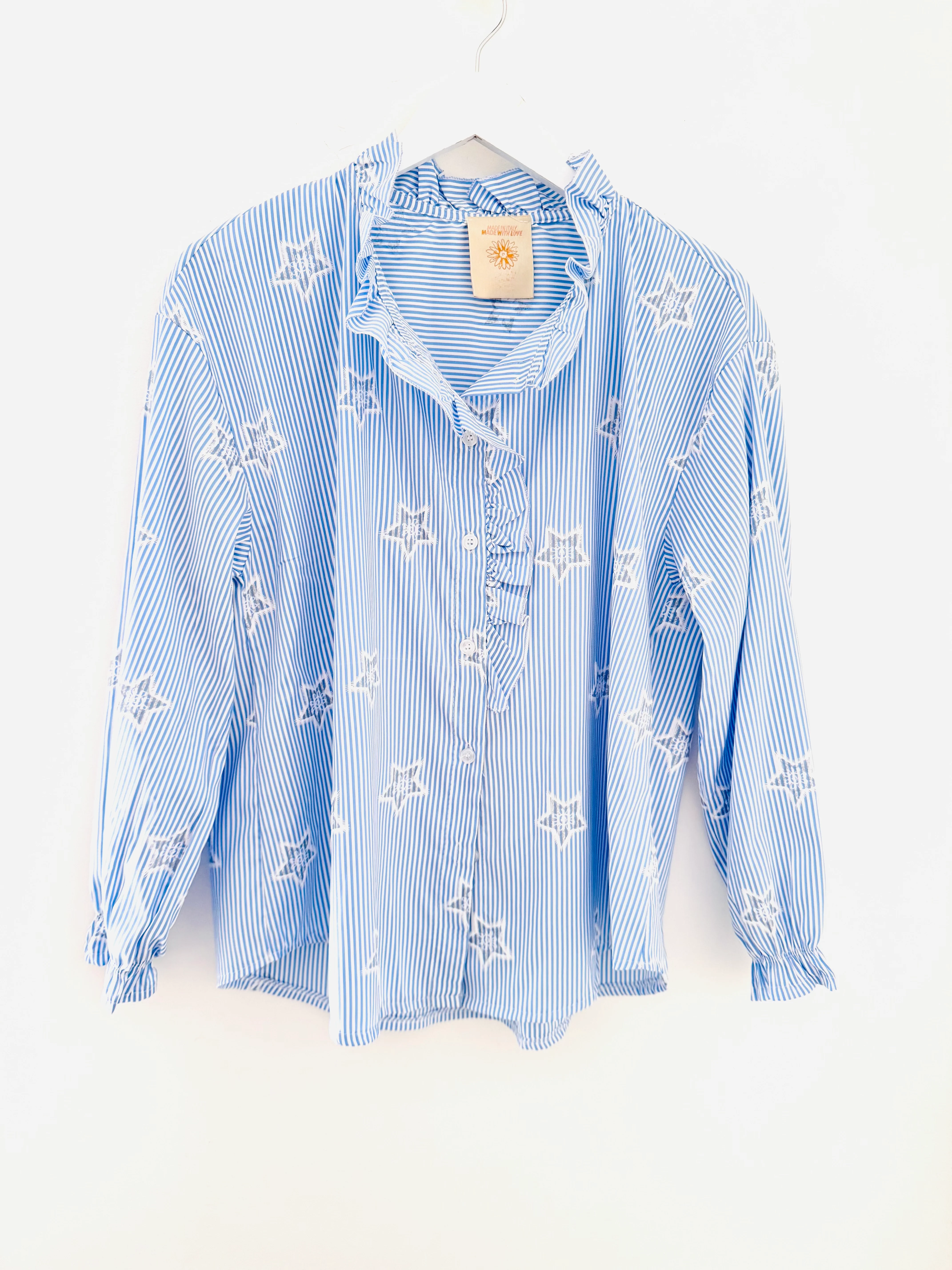Crisp Blue & White Stripe Shirt with Stars - Image 7