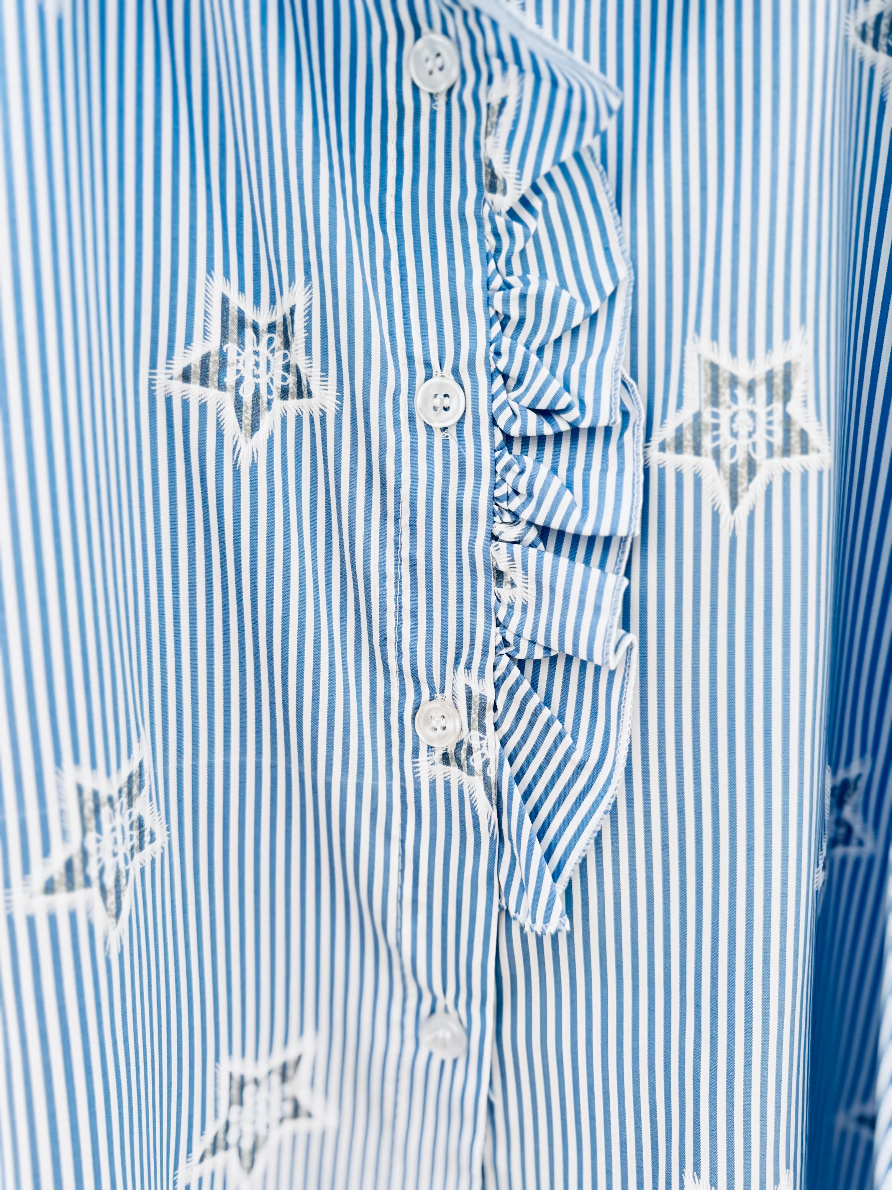 Crisp Blue & White Stripe Shirt with Stars - Image 9