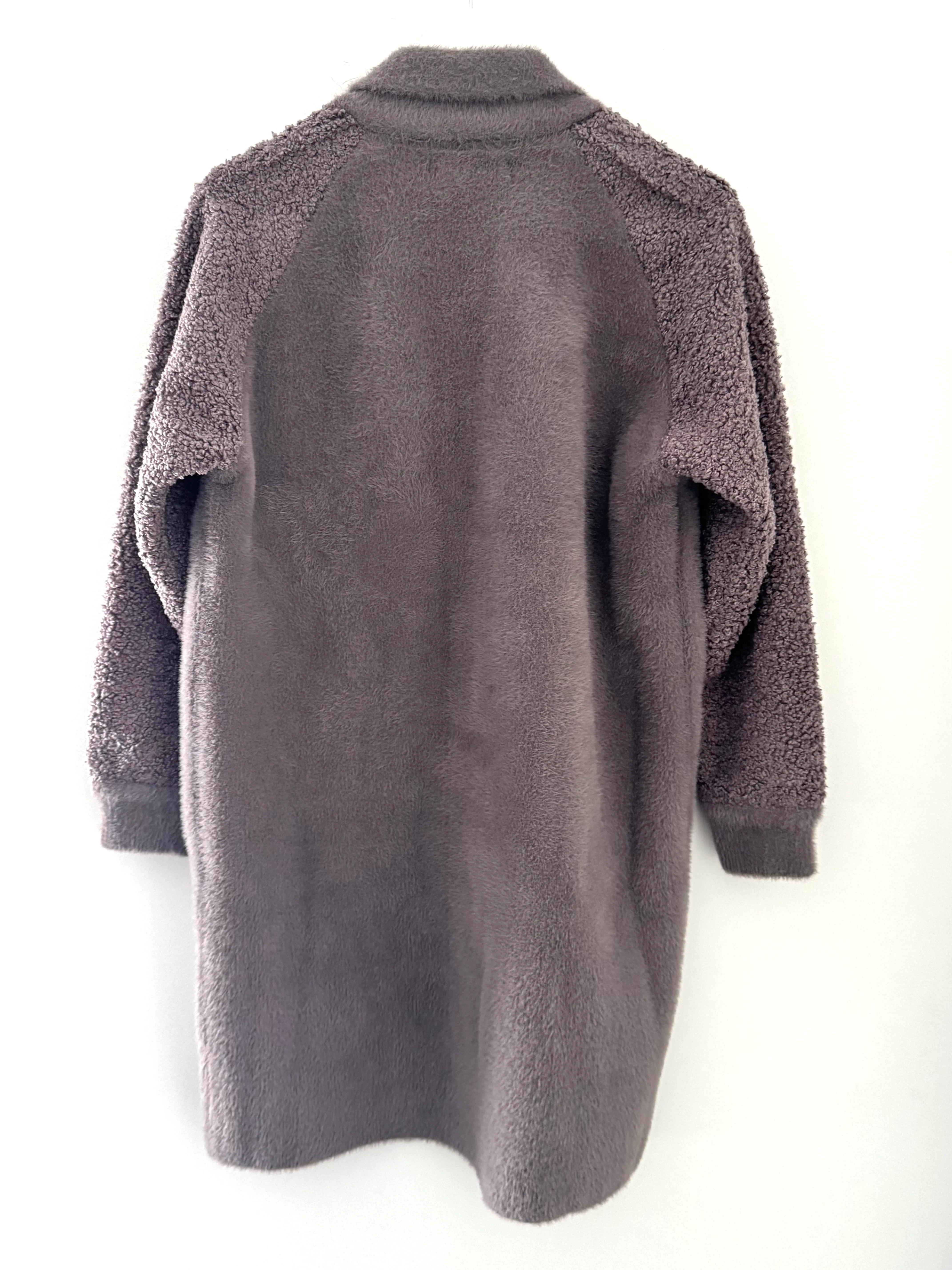 Designer Boucle & Plush Jacket in Mink Grey - Image 13