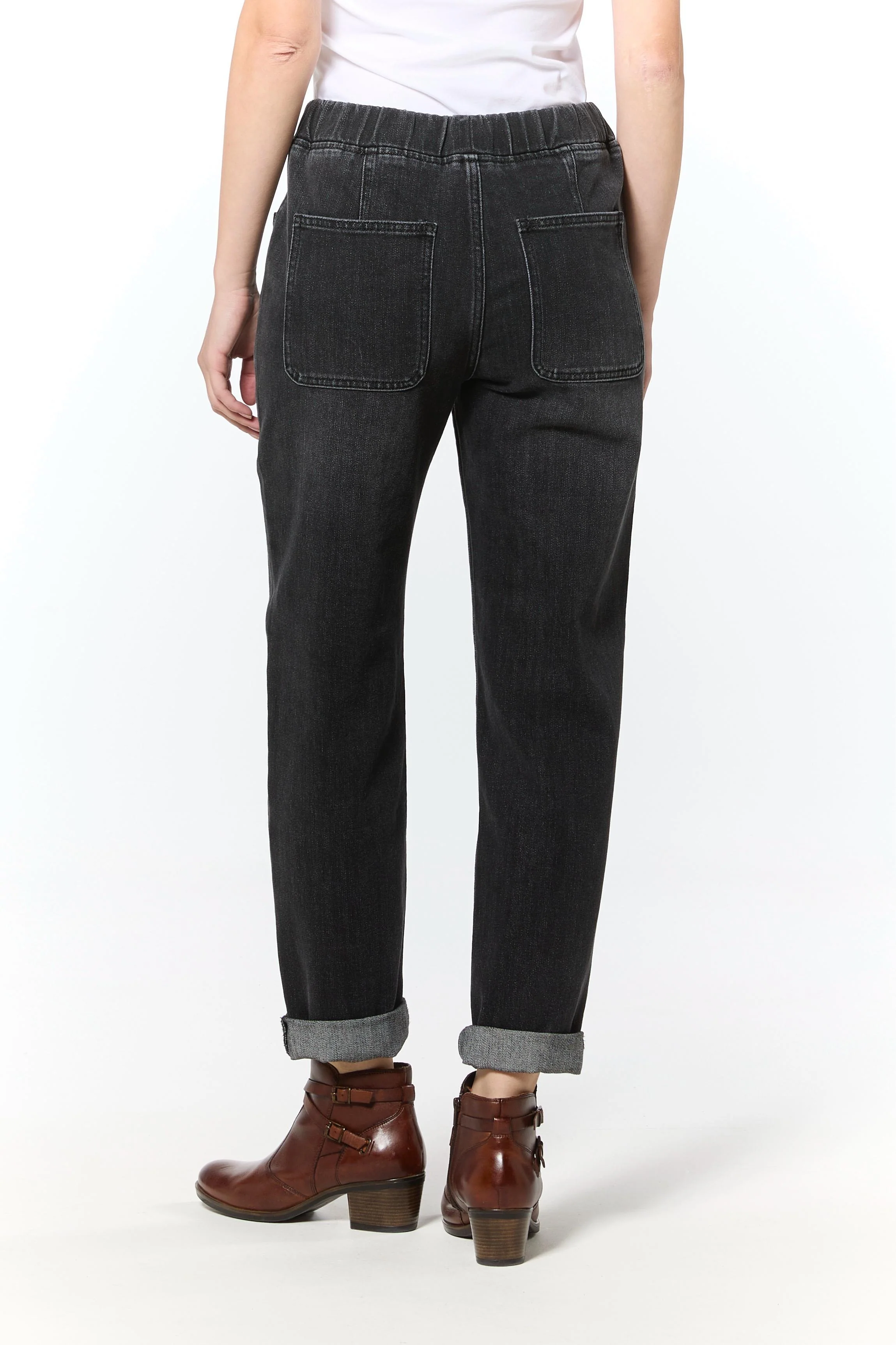 Double Pocket Jean Joggers in Washed Black - Image 12