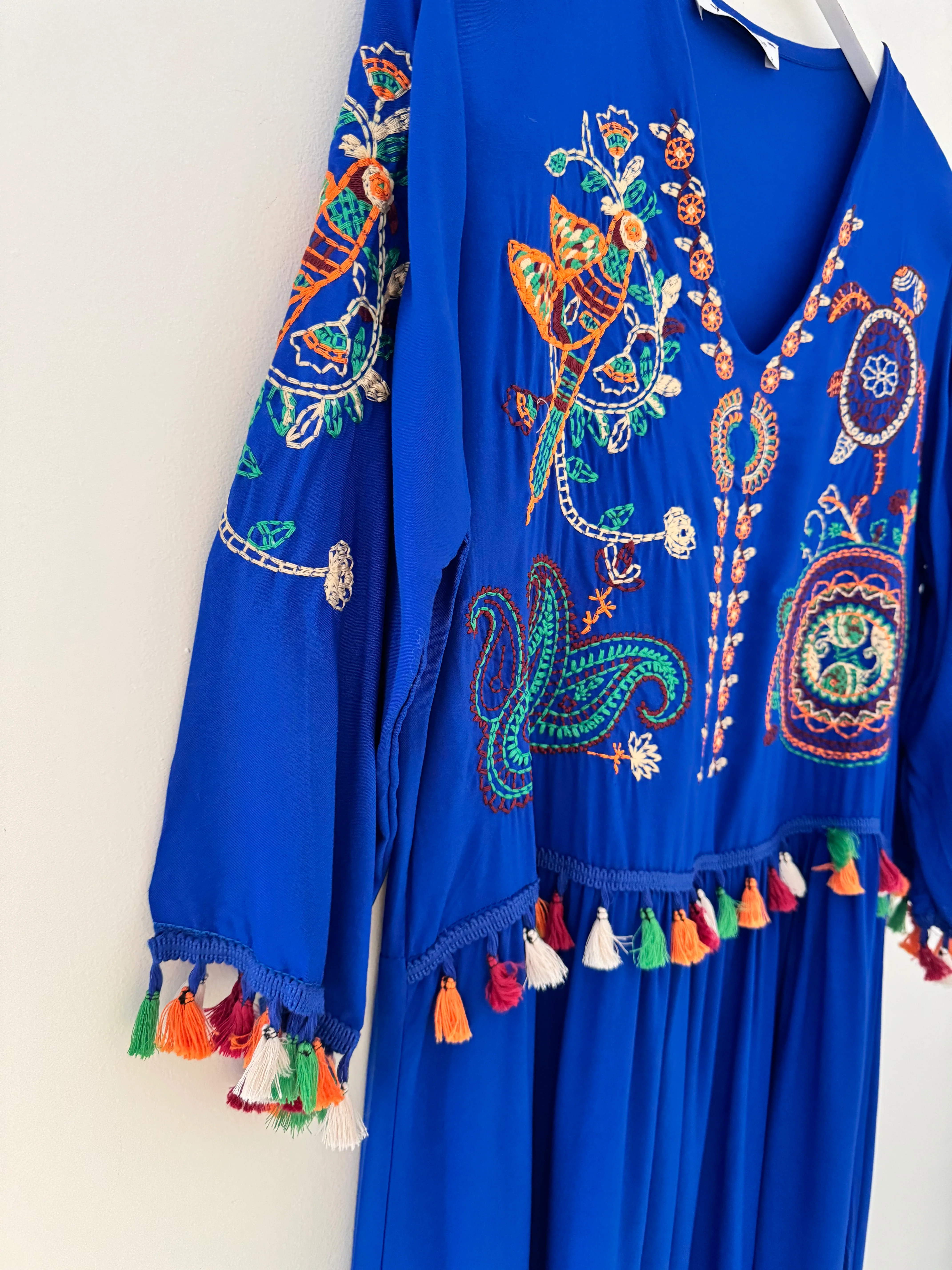 Embroidered Midi Dress in Blue - Image 7