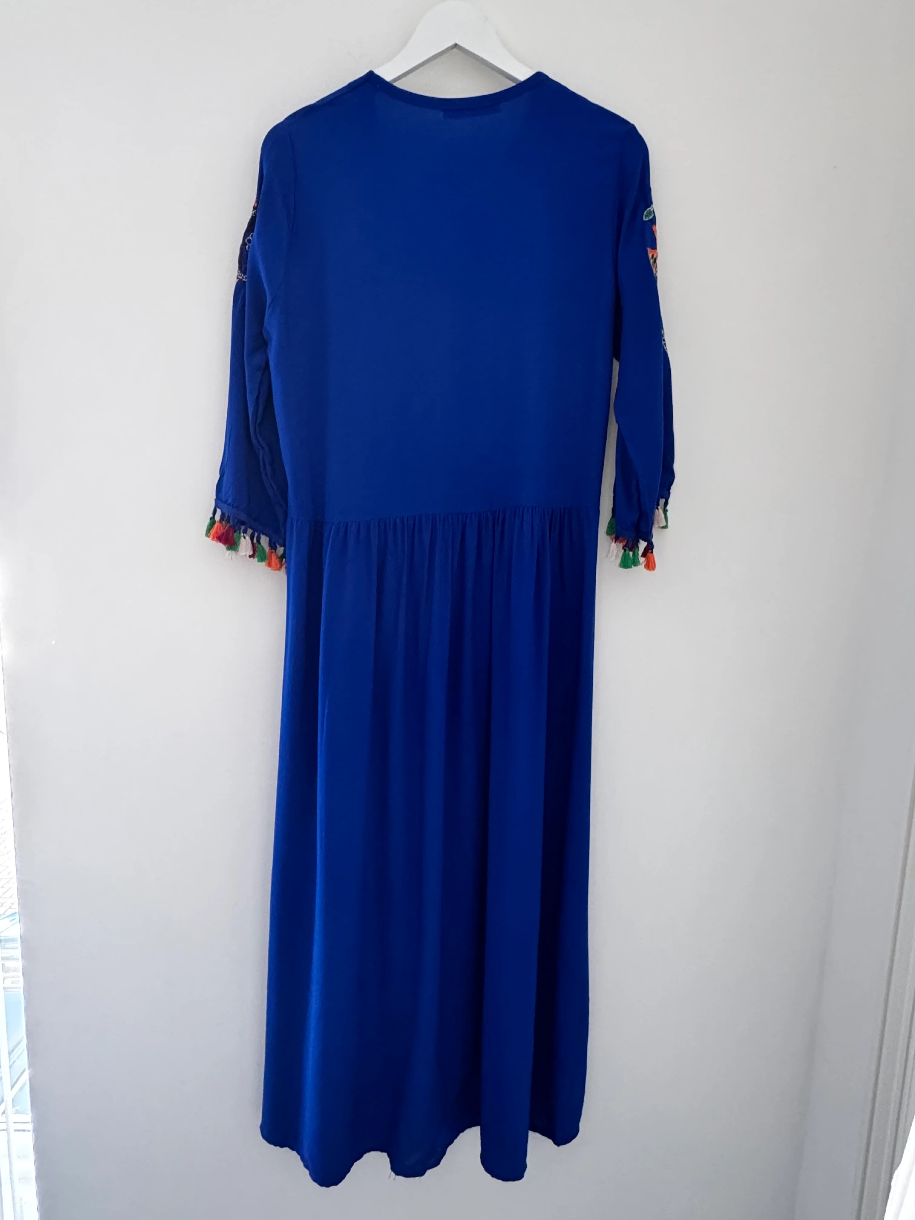 Embroidered Midi Dress in Blue - Image 8