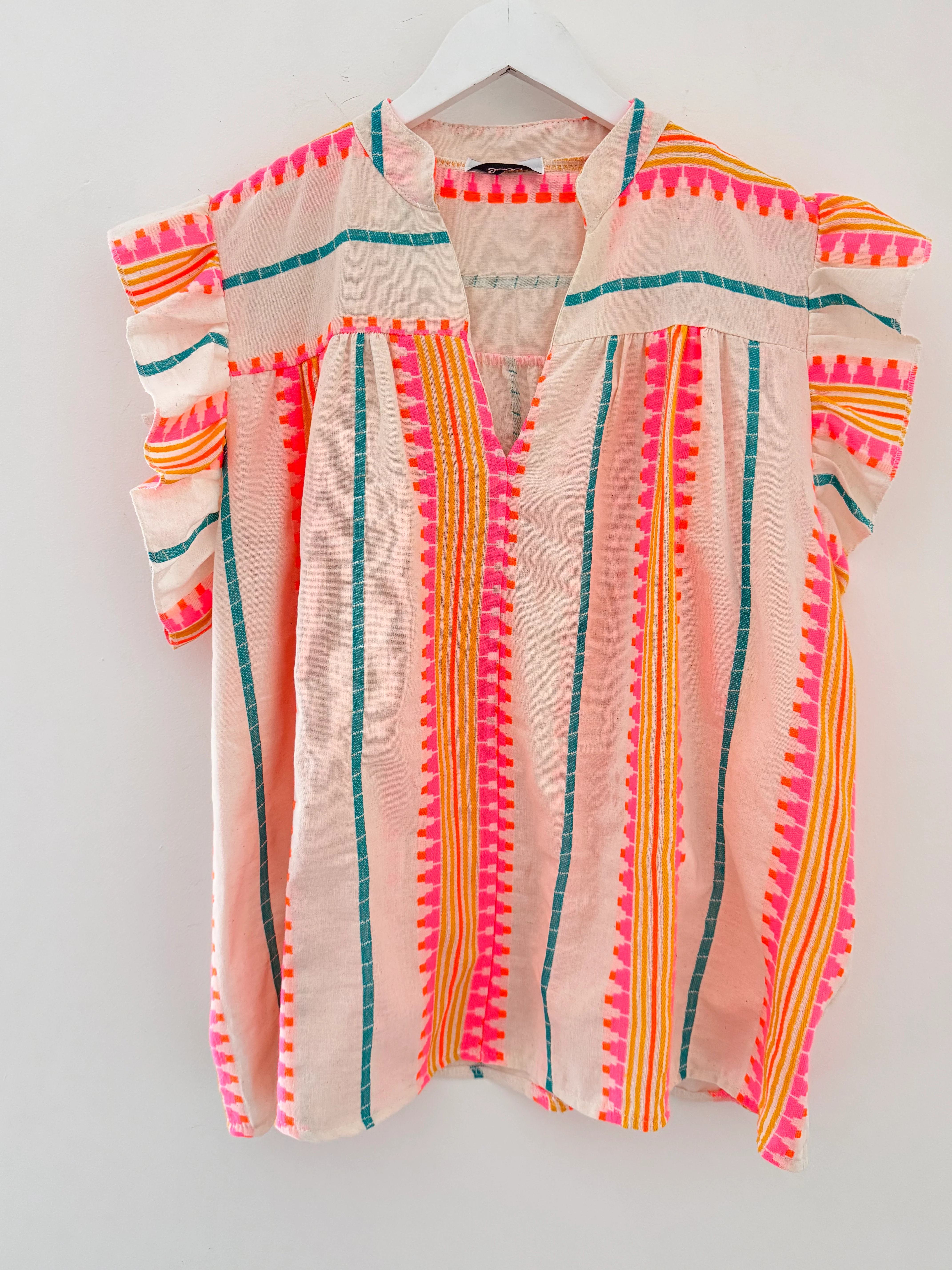 Embroidered Top in Pink & Neon - Image 7
