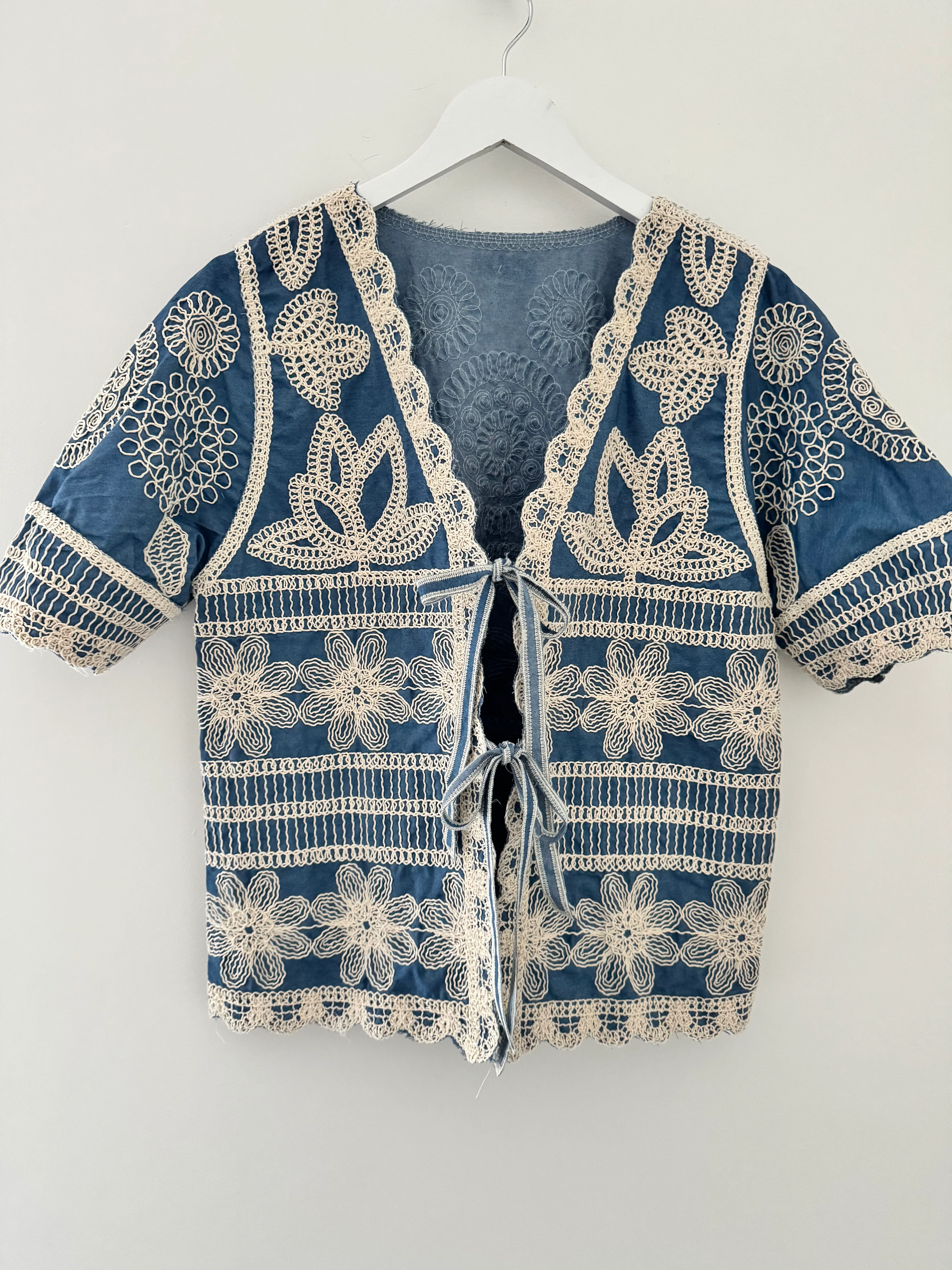 Embroidered Top with Tie Front - Image 7