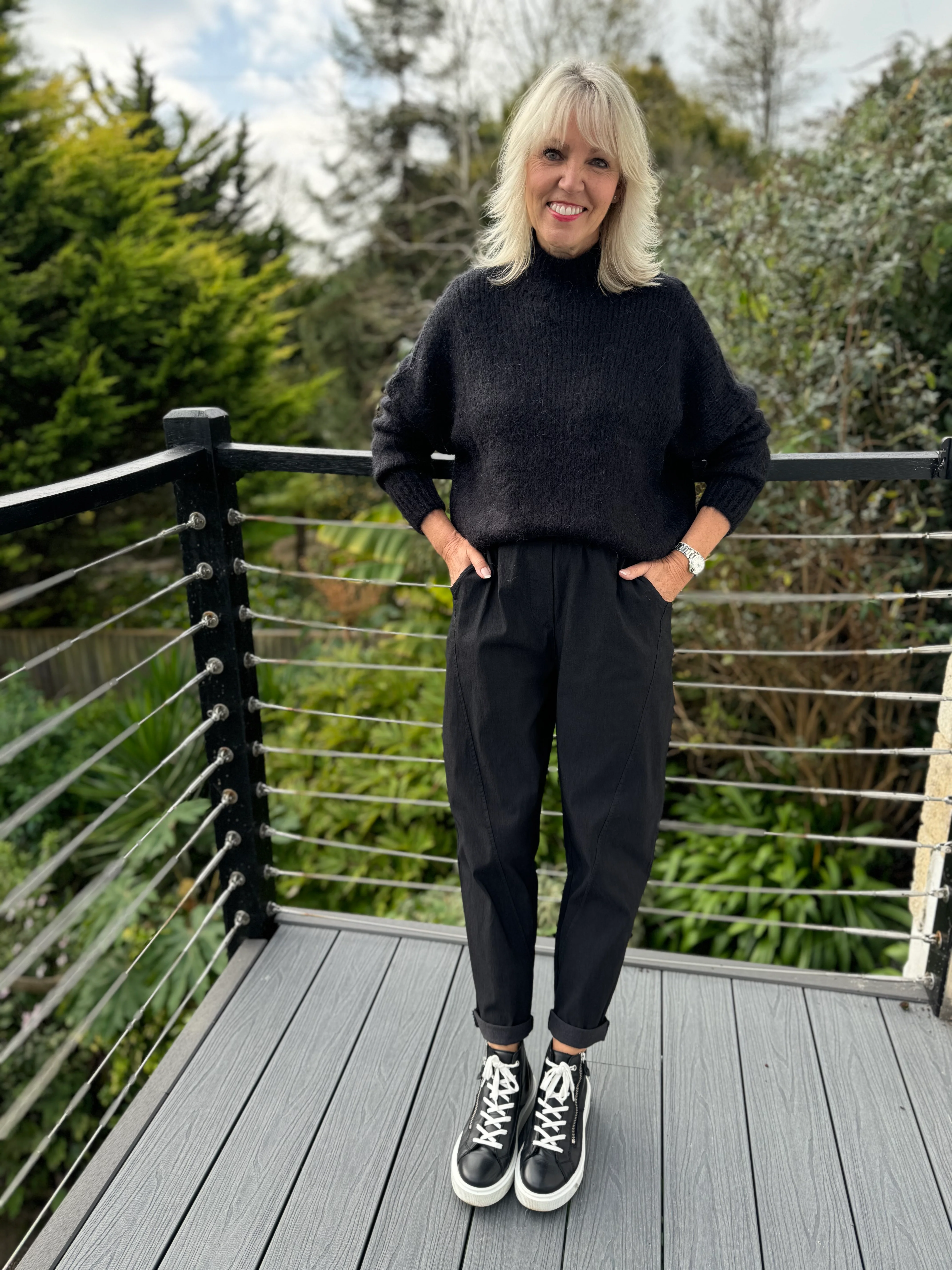 Engineered Boyfriend Joggers in Black - Image 3
