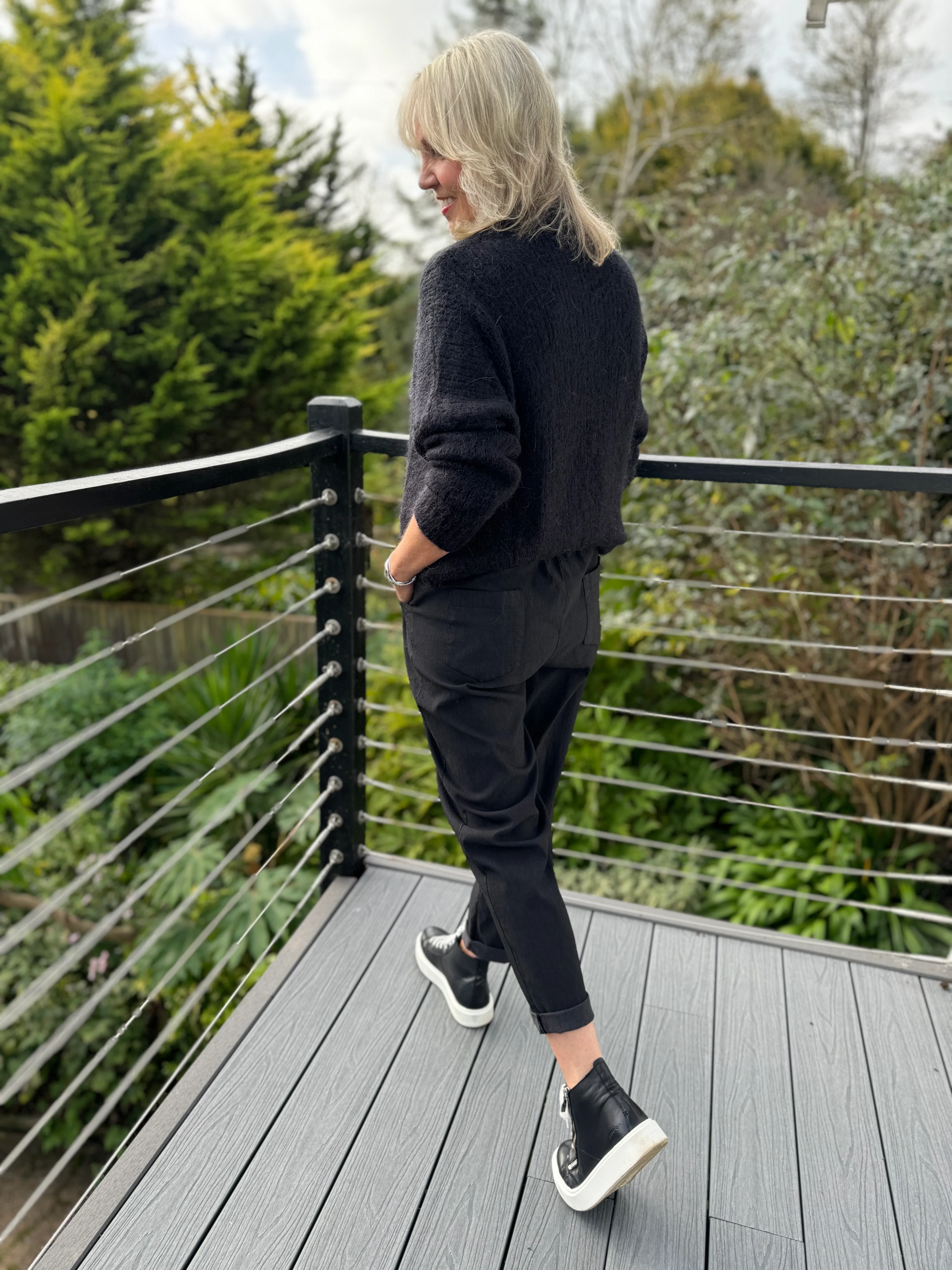 Engineered Boyfriend Joggers in Black - Image 4