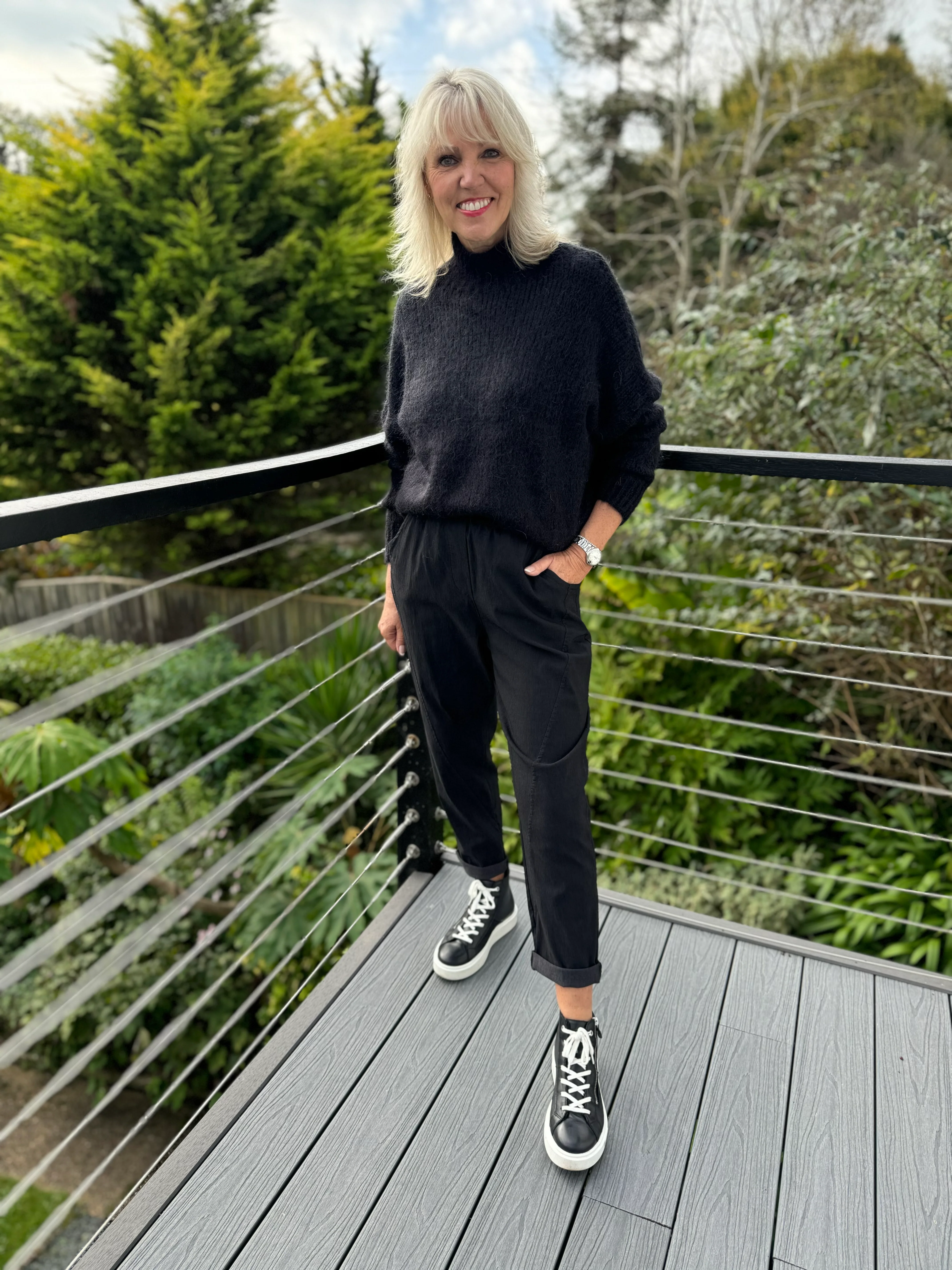 Engineered Boyfriend Joggers in Black - Image 5