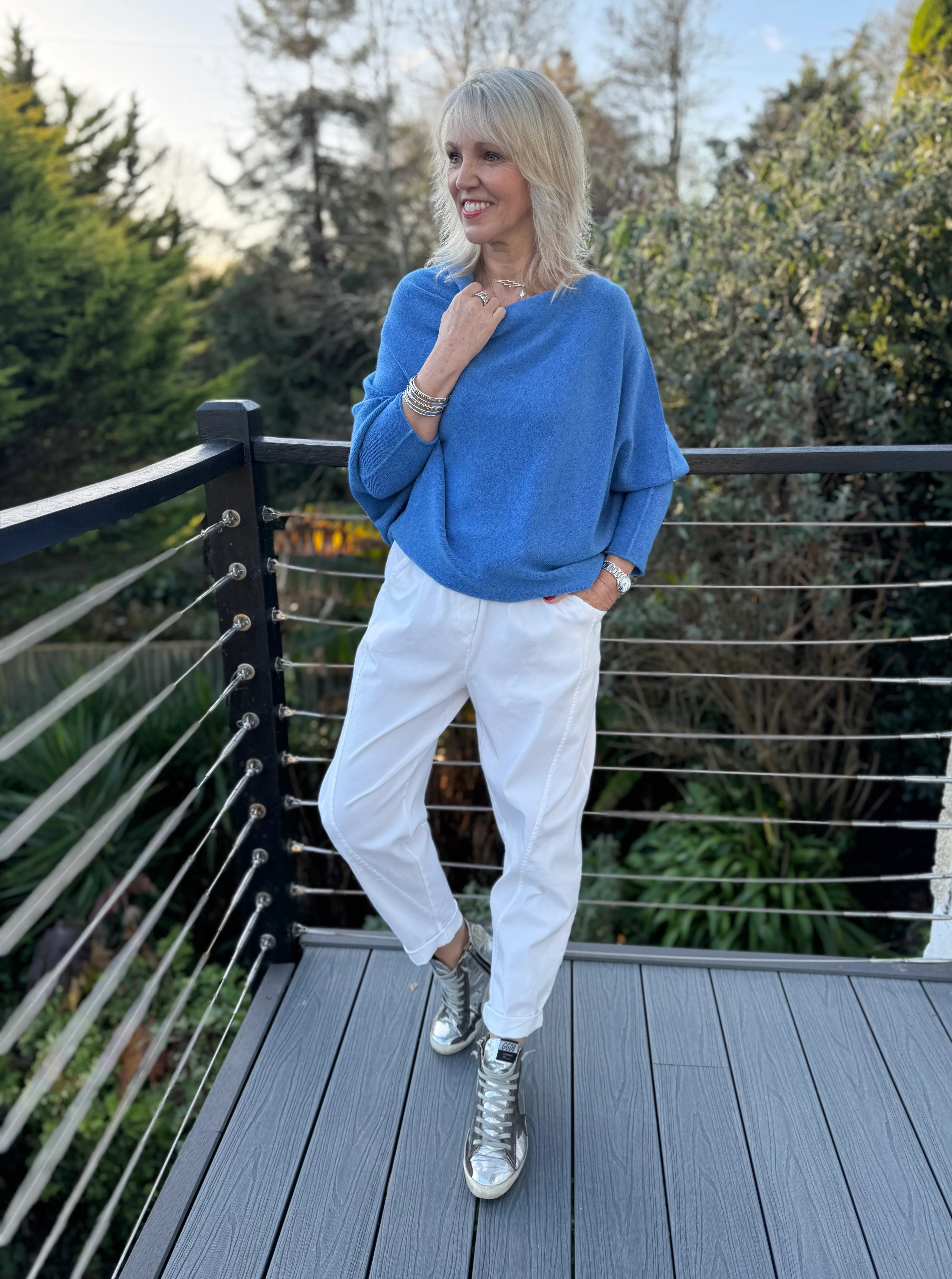 Engineered Boyfriend Joggers in White