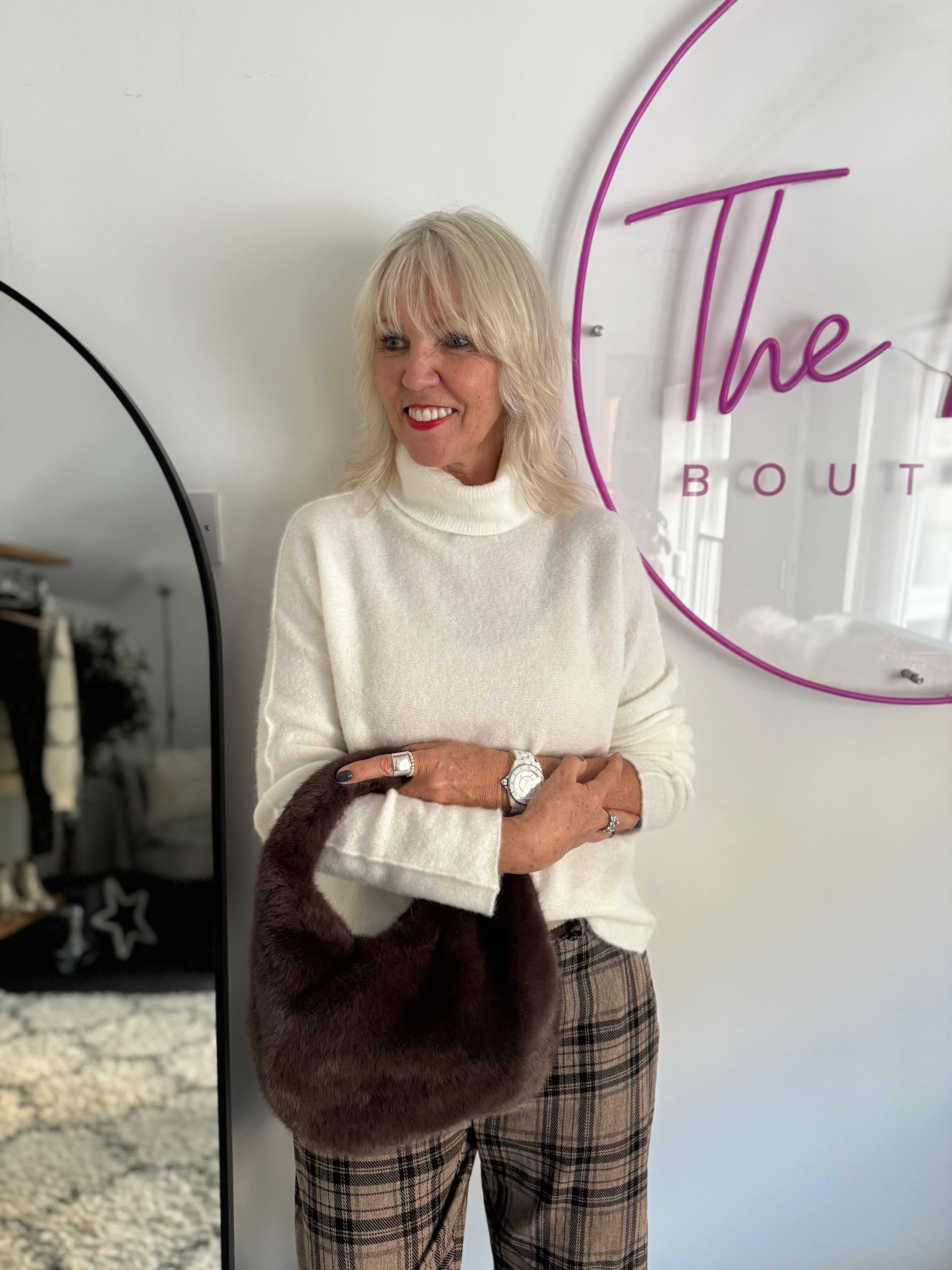 Faux Fur Grab Bag in Chocolate - Image 3