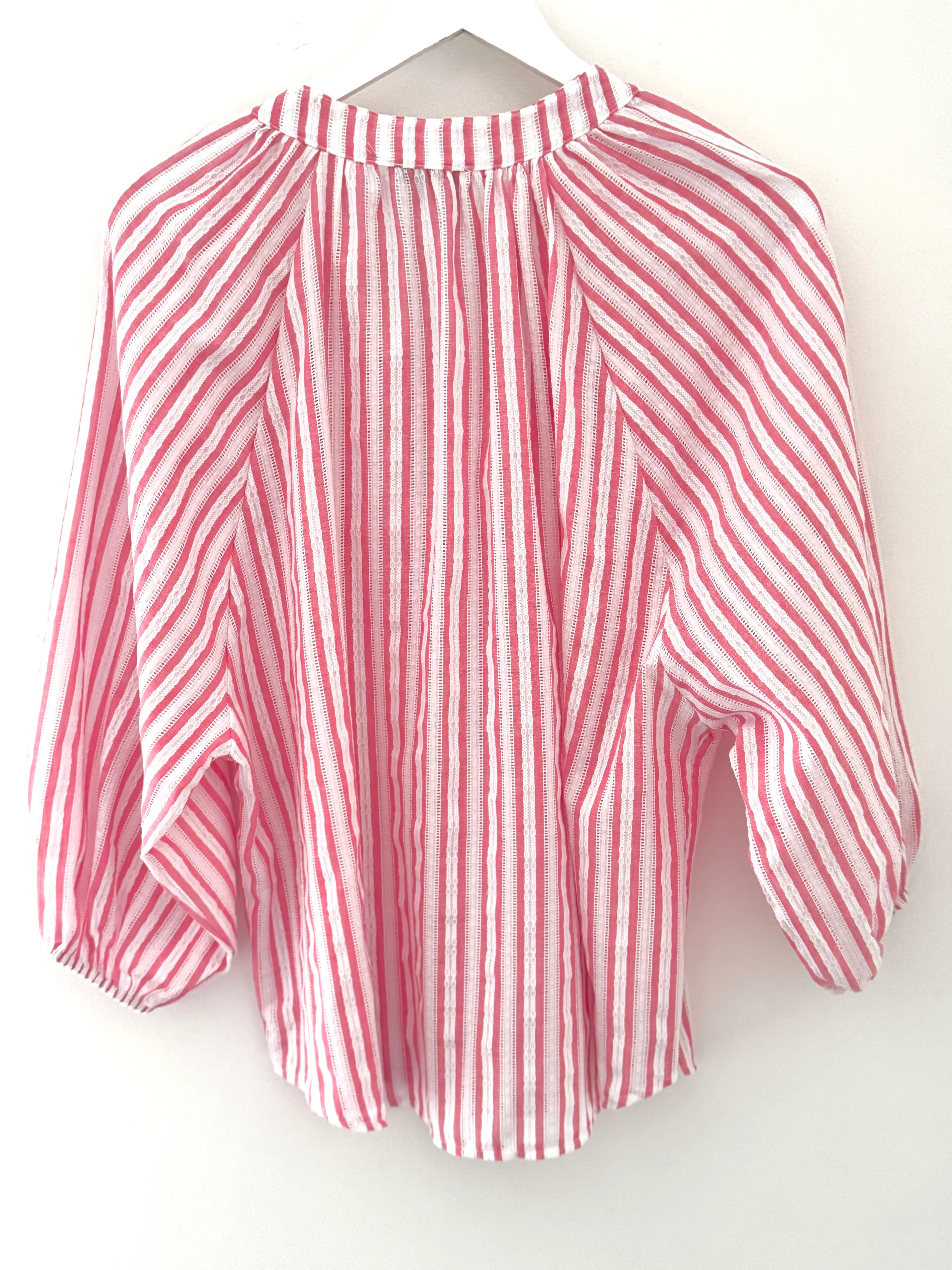 Fresh Cotton Blouse in Pink & White Stripes - Image 10