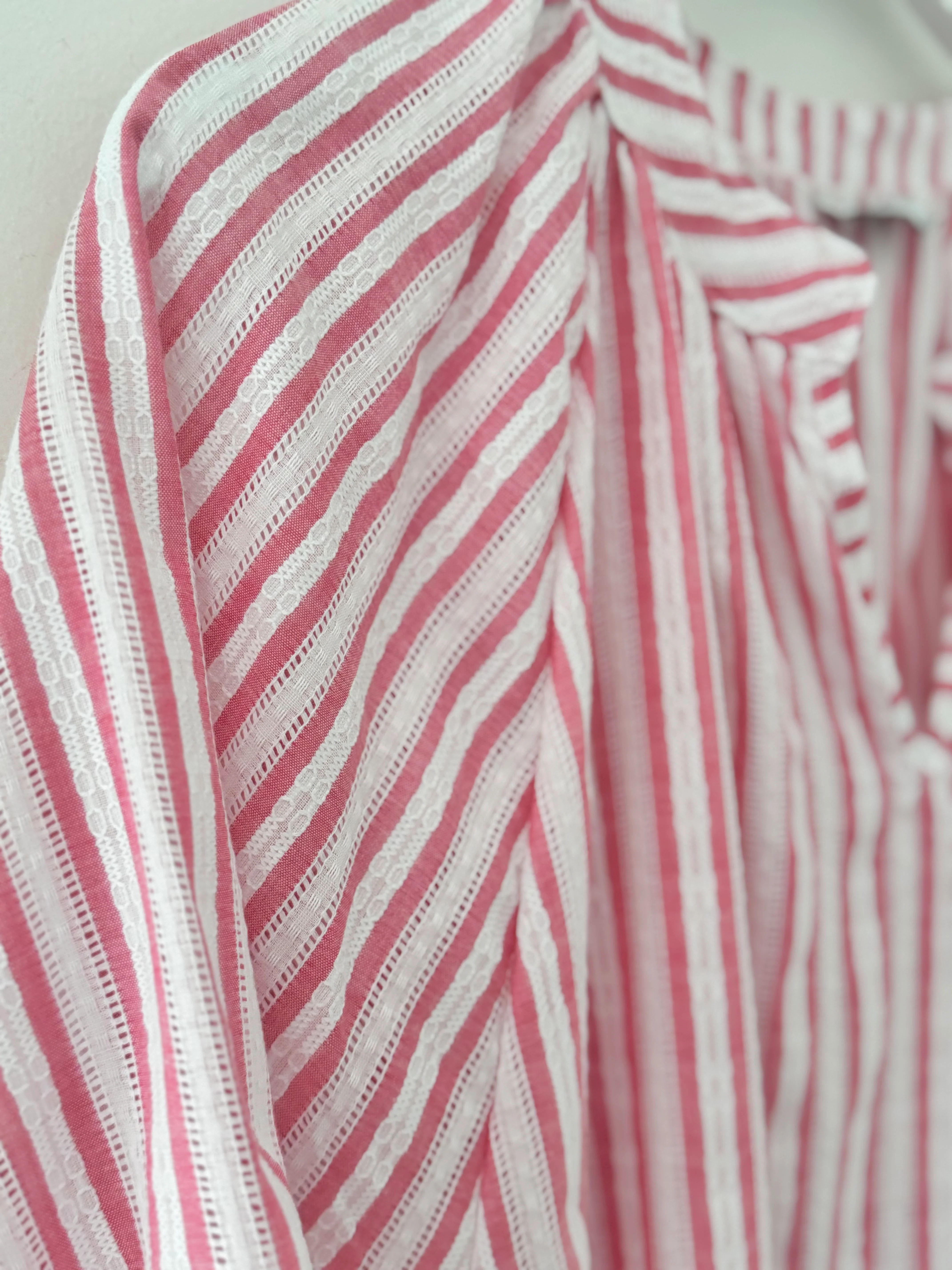 Fresh Cotton Blouse in Pink & White Stripes - Image 9