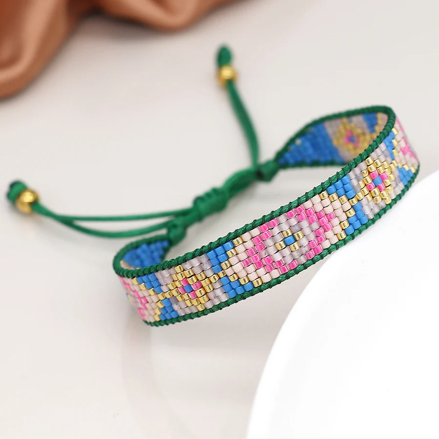 Friendship Bead Bracelet in Blues & Pinks - Image 3