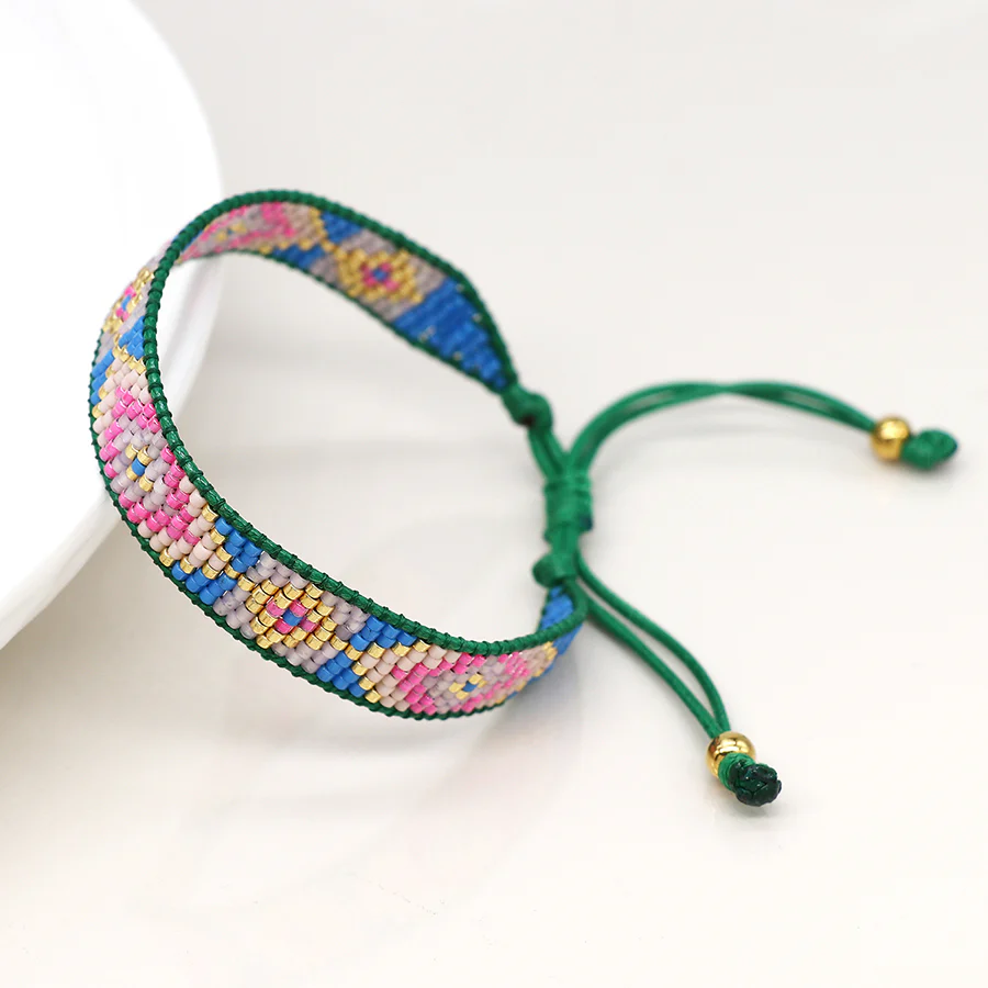 Friendship Bead Bracelet in Blues & Pinks - Image 4
